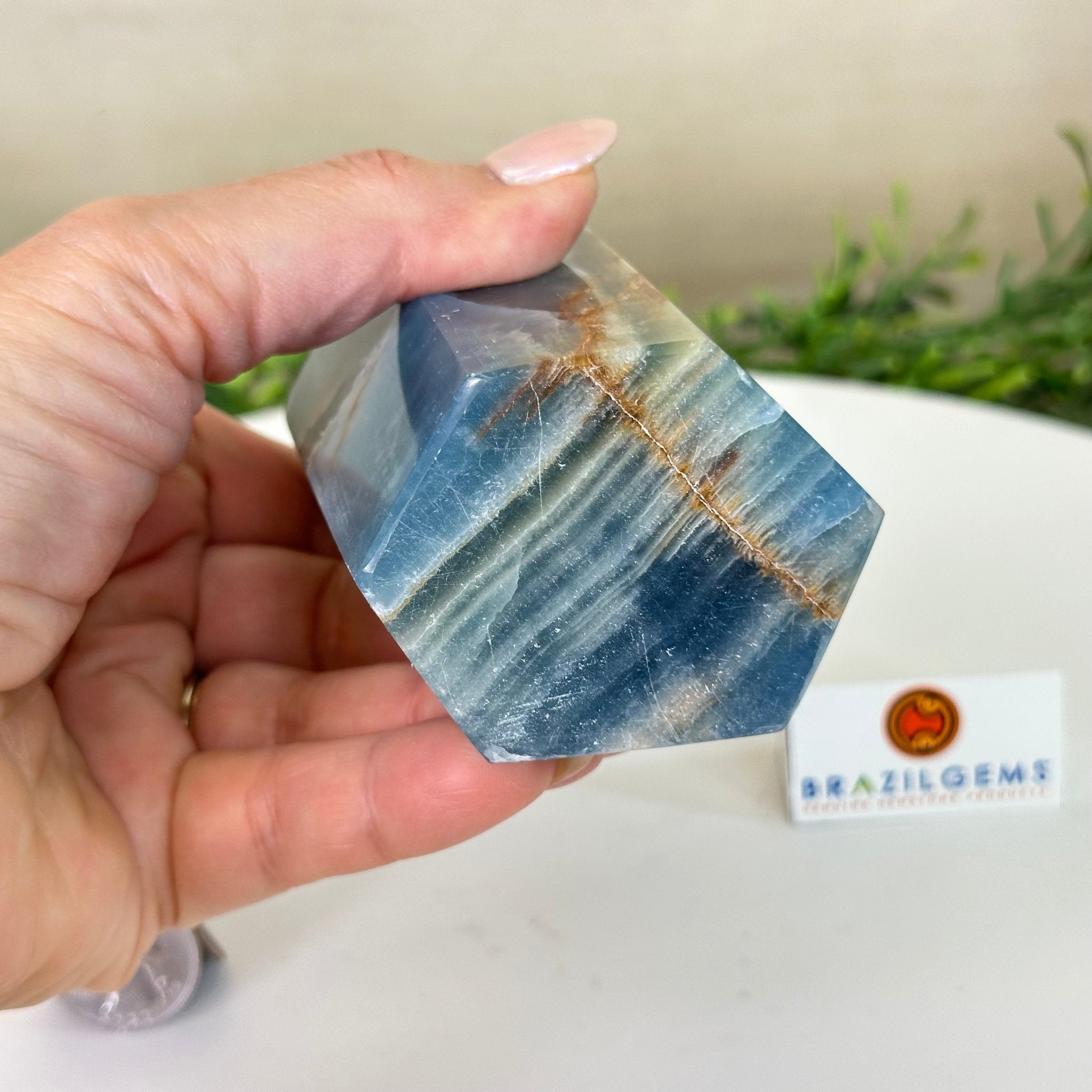 Polished Blue Onyx Crystal Tower 4.7" Tall #3106BX - 003 - Brazil GemsBrazil GemsPolished Blue Onyx Crystal Tower 4.7" Tall #3106BX - 003Crystal Points3106BX - 003