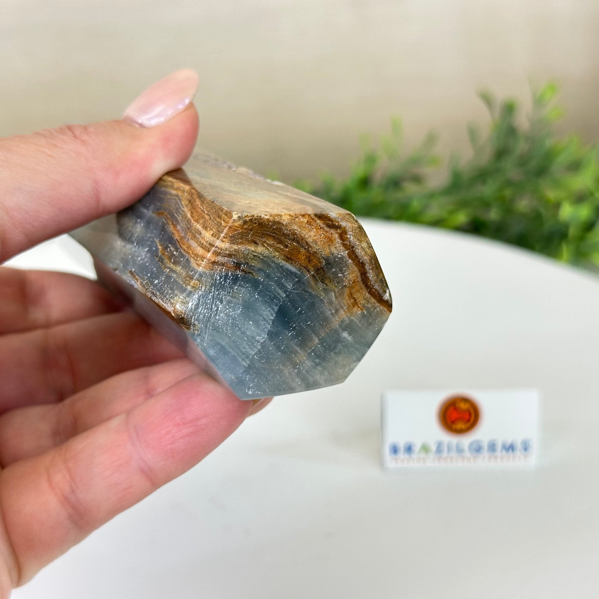 Polished Blue Onyx Crystal Tower 5.6" Tall #3106BX - 002 - Brazil GemsBrazil GemsPolished Blue Onyx Crystal Tower 5.6" Tall #3106BX - 002Crystal Points3106BX - 002