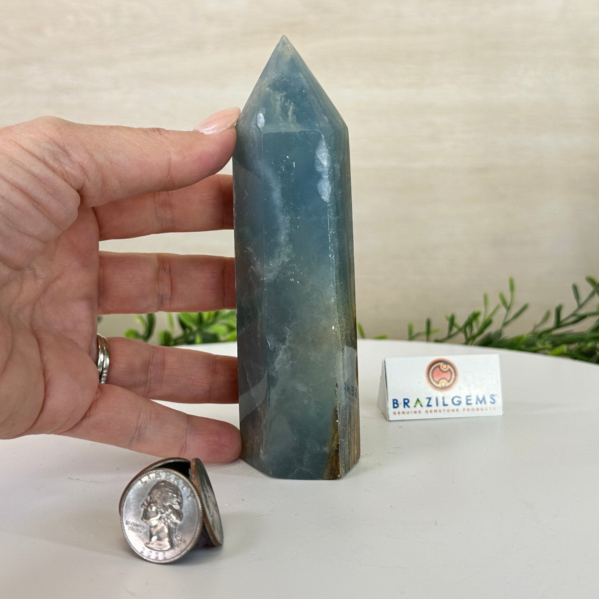 Polished Blue Onyx Crystal Tower 5.6" Tall #3106BX - 002 - Brazil GemsBrazil GemsPolished Blue Onyx Crystal Tower 5.6" Tall #3106BX - 002Crystal Points3106BX - 002