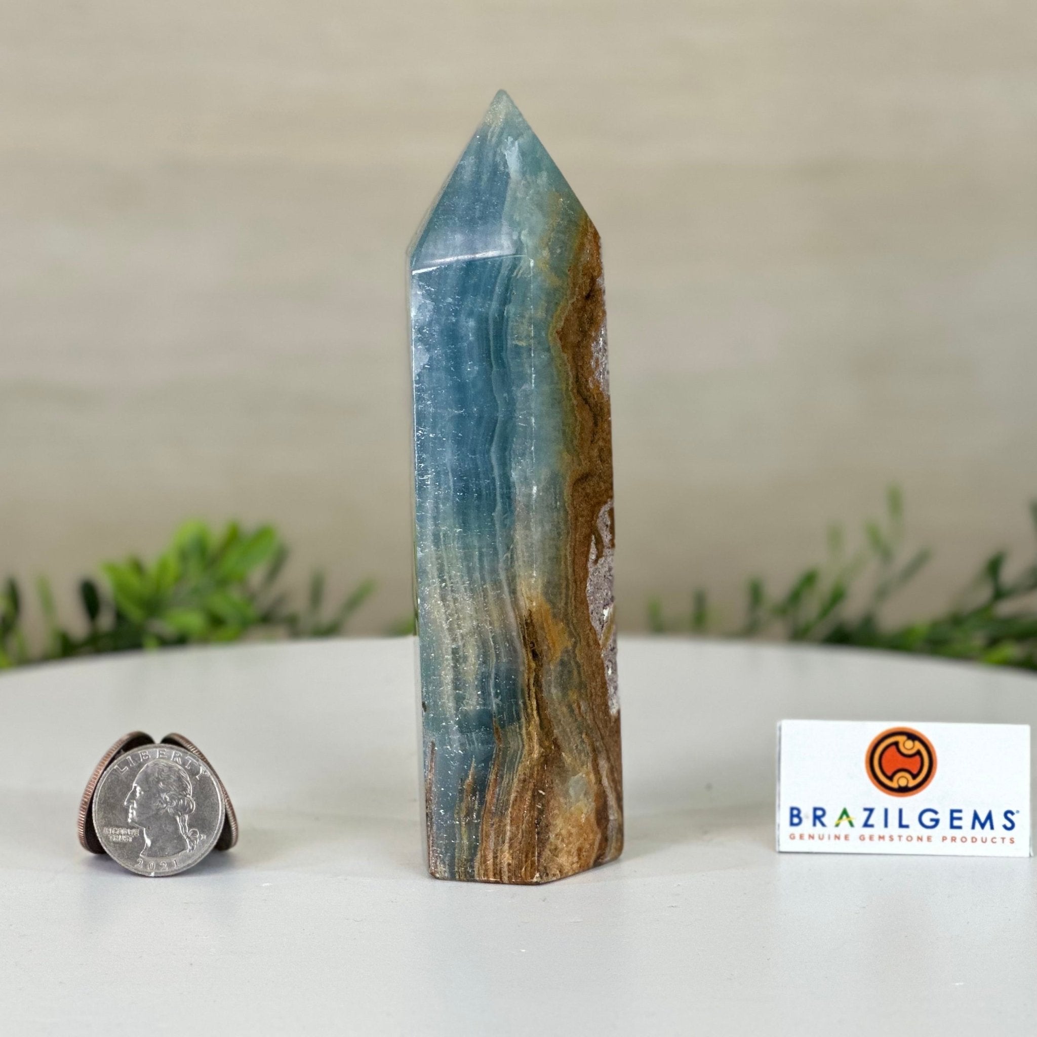 Polished Blue Onyx Crystal Tower 5.6" Tall #3106BX - 002 - Brazil GemsBrazil GemsPolished Blue Onyx Crystal Tower 5.6" Tall #3106BX - 002Crystal Points3106BX - 002