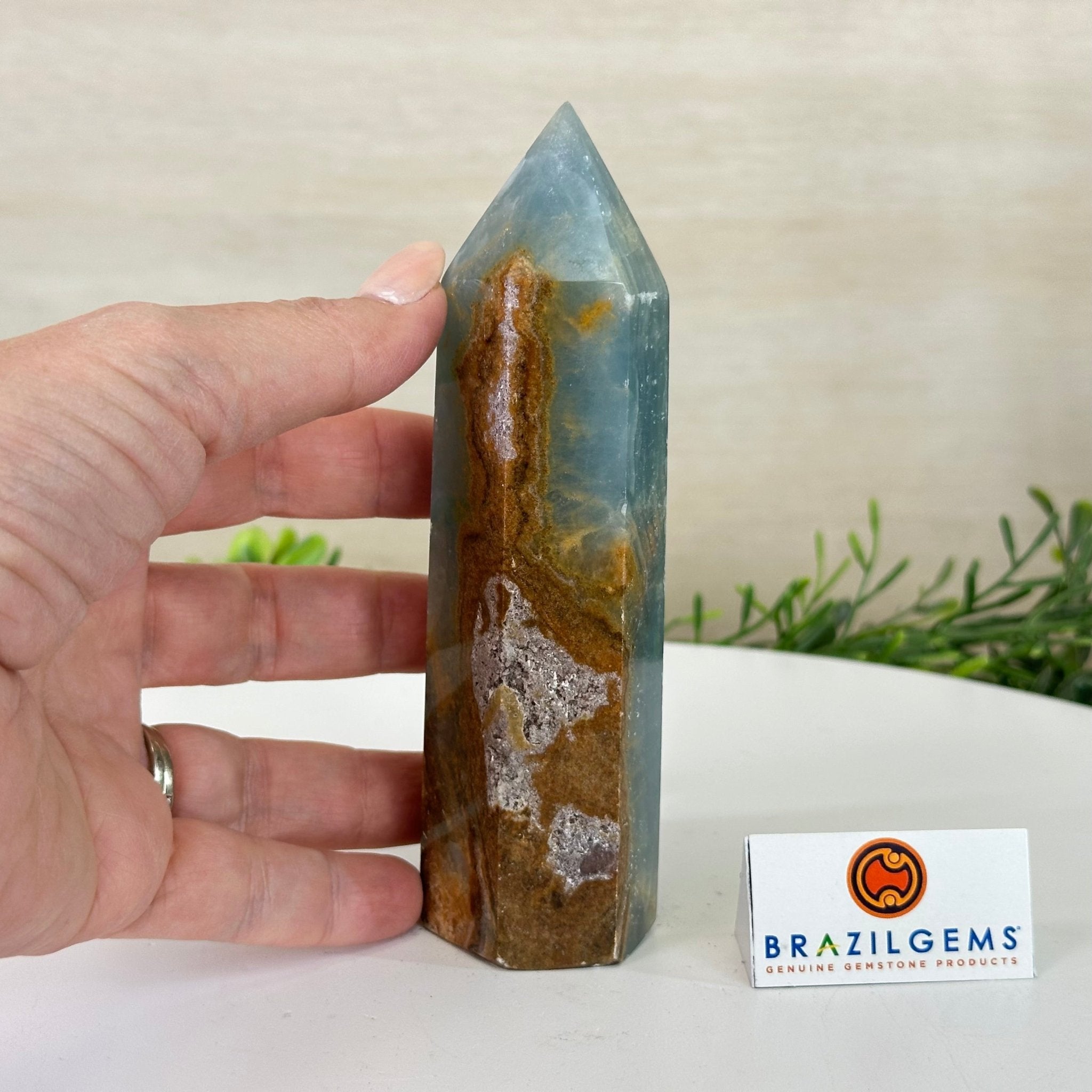 Polished Blue Onyx Crystal Tower 5.6" Tall #3106BX - 002 - Brazil GemsBrazil GemsPolished Blue Onyx Crystal Tower 5.6" Tall #3106BX - 002Crystal Points3106BX - 002