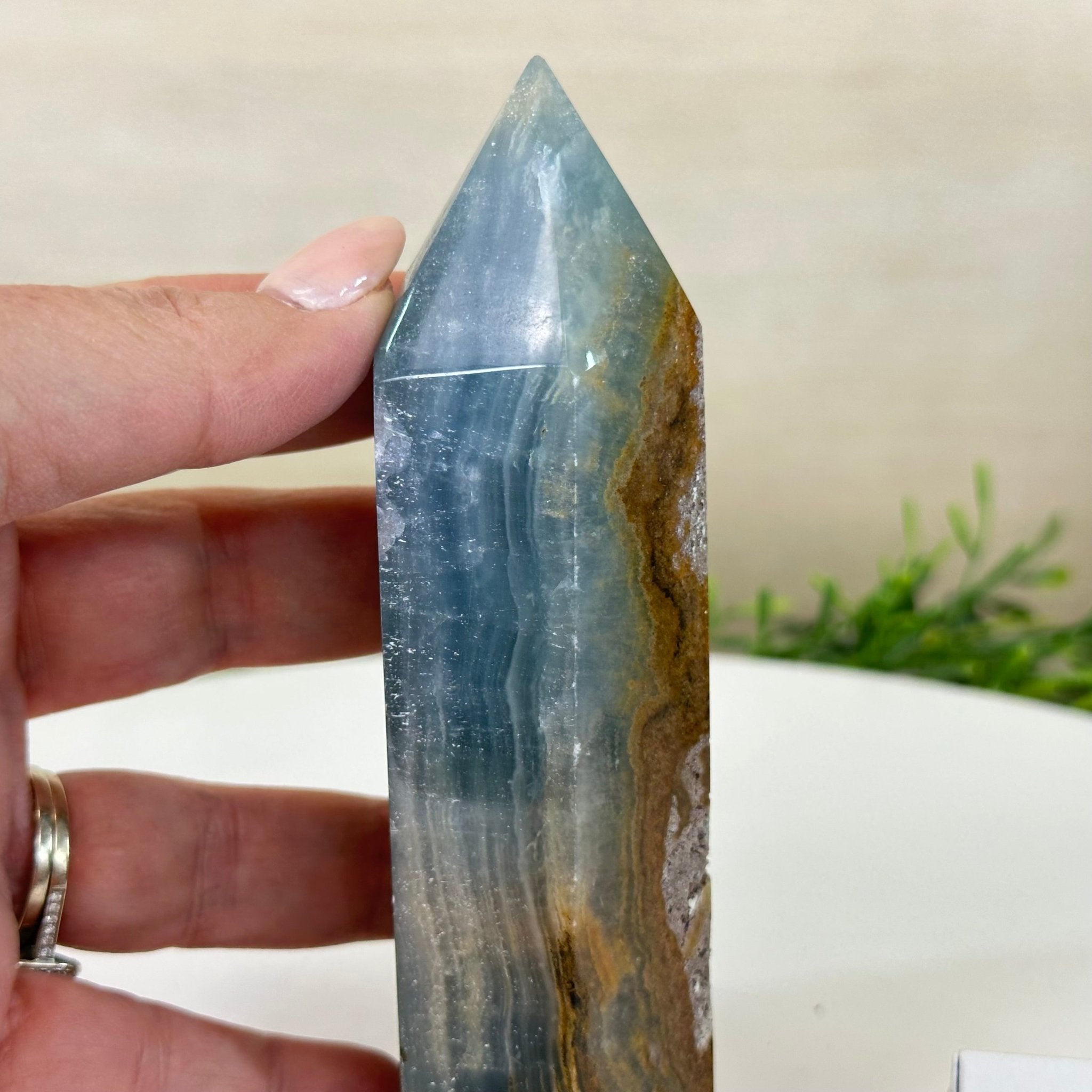 Polished Blue Onyx Crystal Tower 5.6" Tall #3106BX - 002 - Brazil GemsBrazil GemsPolished Blue Onyx Crystal Tower 5.6" Tall #3106BX - 002Crystal Points3106BX - 002