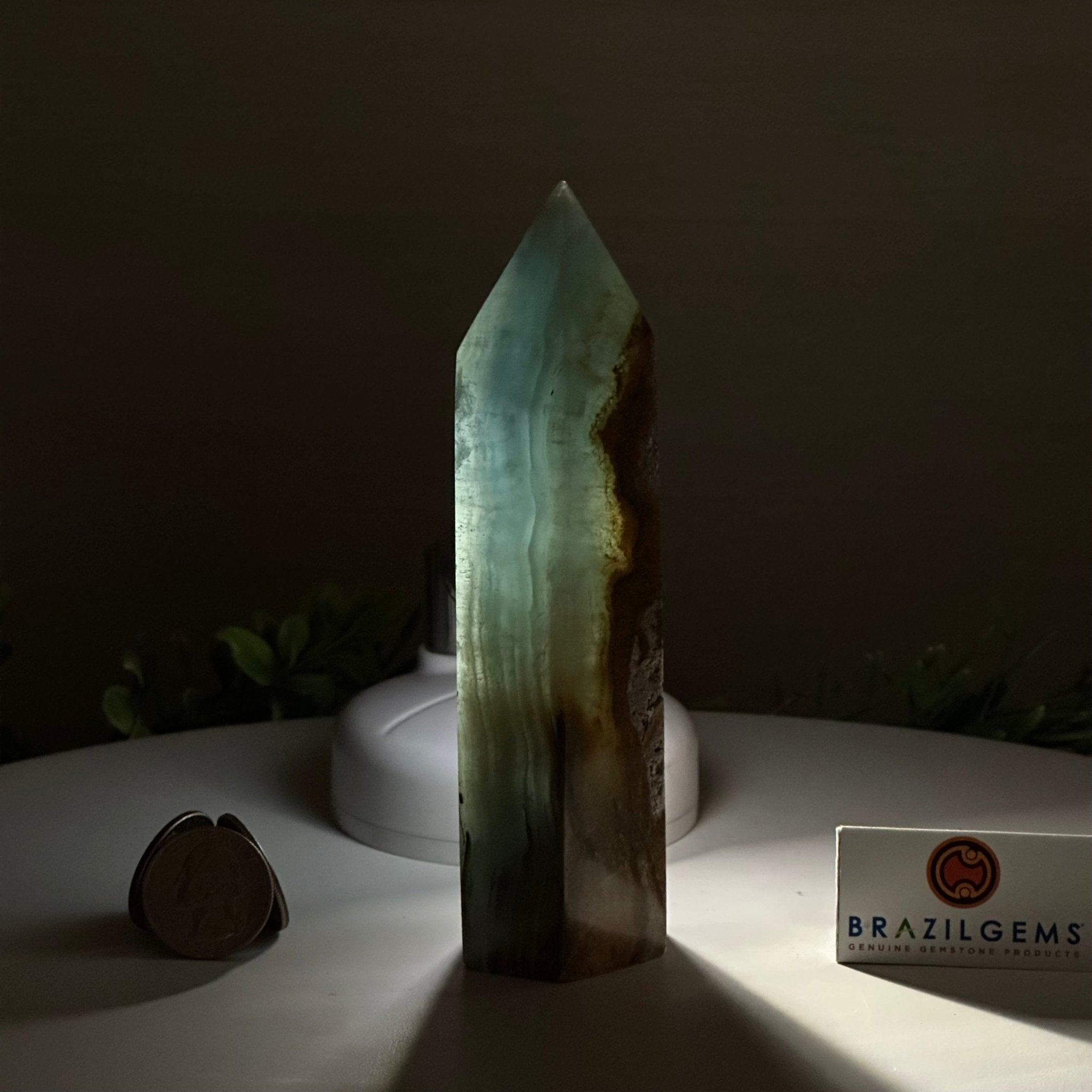 Polished Blue Onyx Crystal Tower 5.6" Tall #3106BX - 002 - Brazil GemsBrazil GemsPolished Blue Onyx Crystal Tower 5.6" Tall #3106BX - 002Crystal Points3106BX - 002