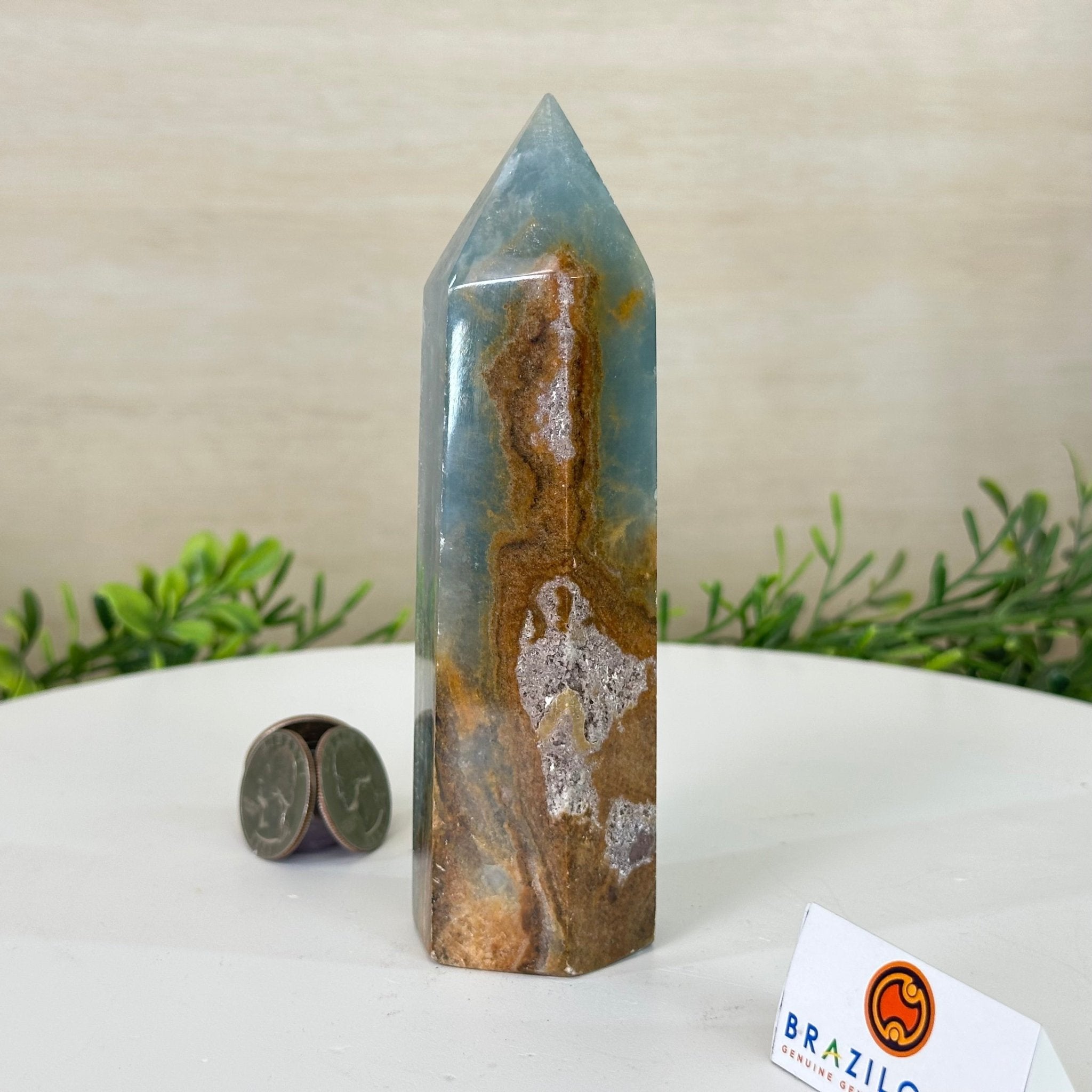Polished Blue Onyx Crystal Tower 5.6" Tall #3106BX - 002 - Brazil GemsBrazil GemsPolished Blue Onyx Crystal Tower 5.6" Tall #3106BX - 002Crystal Points3106BX - 002