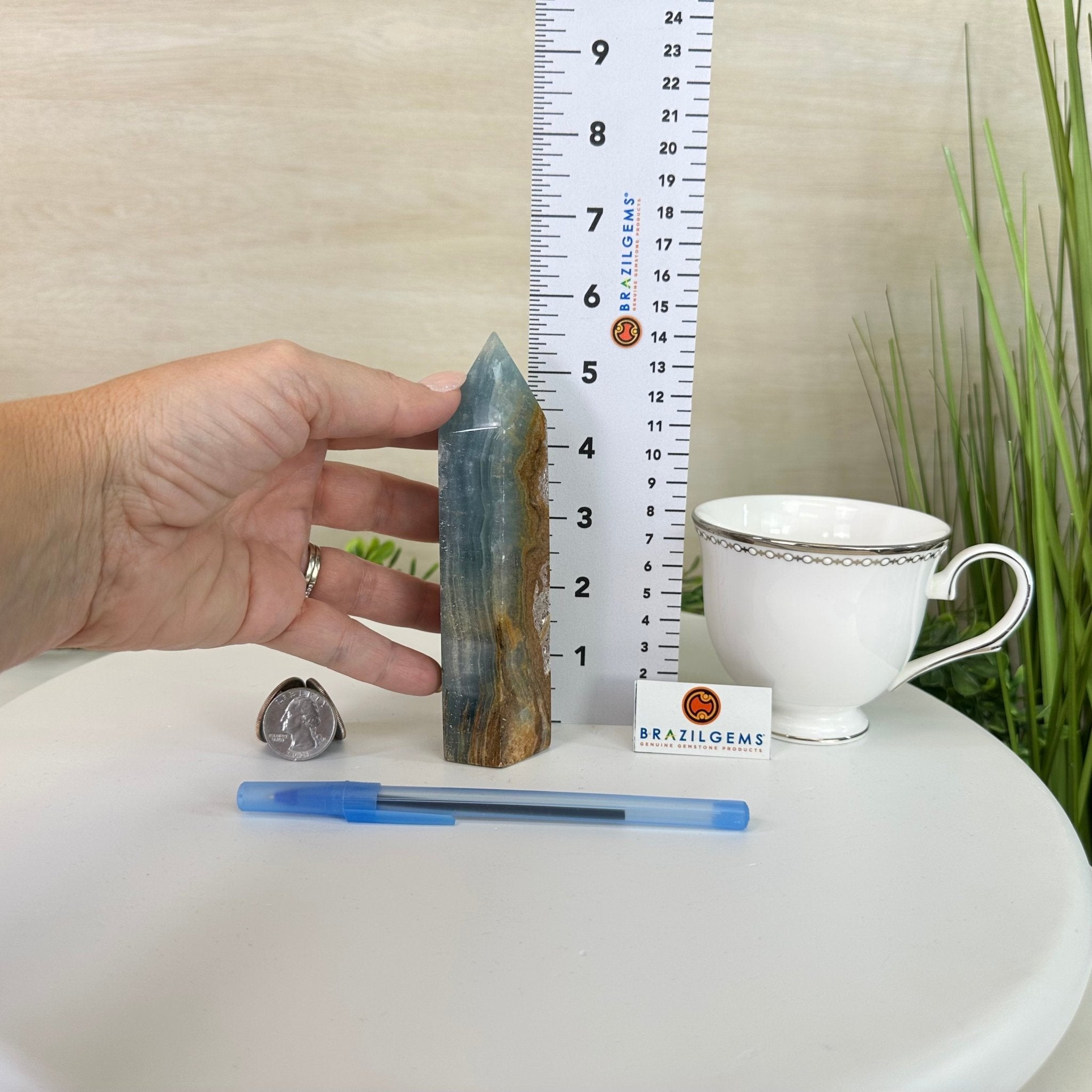 Polished Blue Onyx Crystal Tower 5.6" Tall #3106BX - 002 - Brazil GemsBrazil GemsPolished Blue Onyx Crystal Tower 5.6" Tall #3106BX - 002Crystal Points3106BX - 002