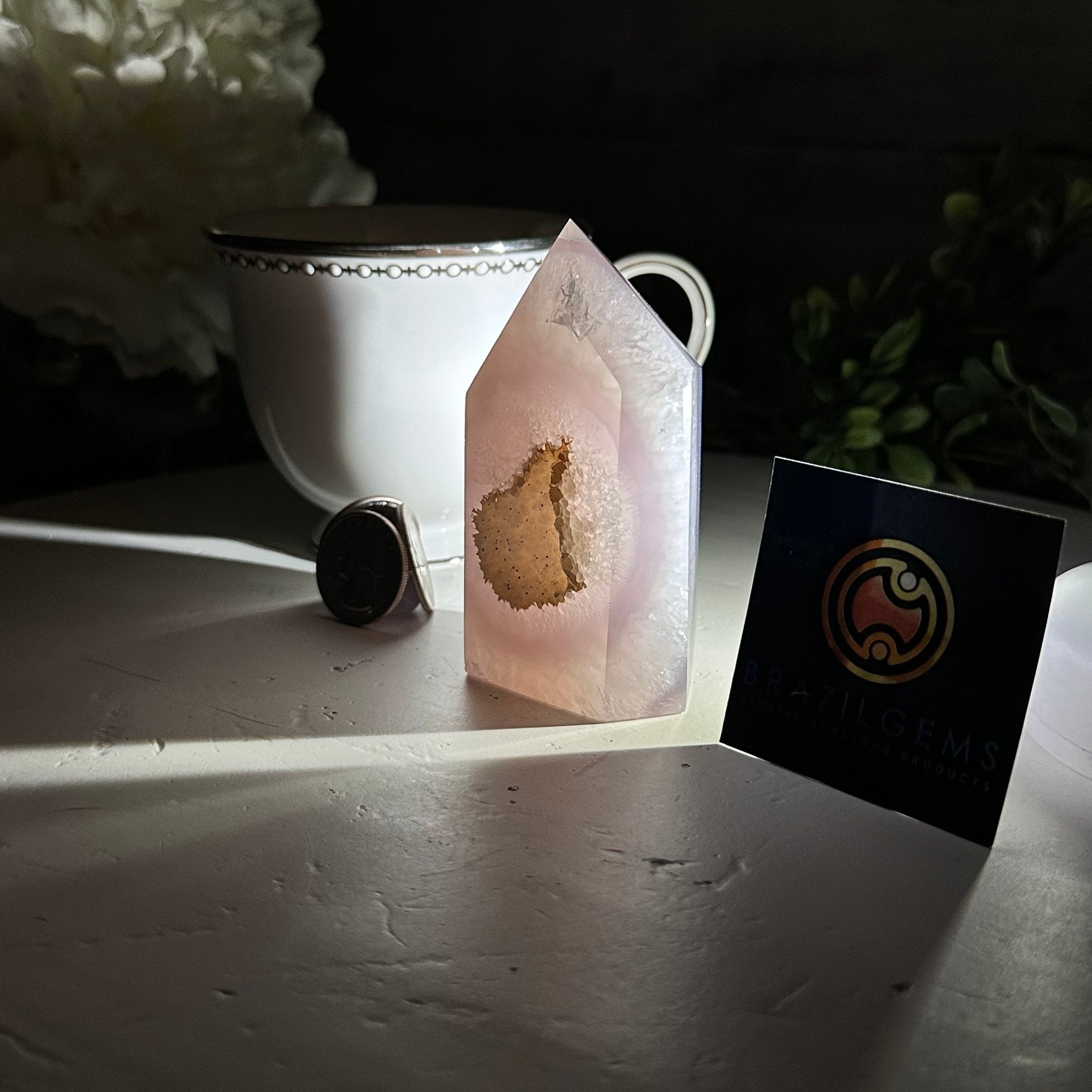 Polished Brazilian Drusy Agate Crystal Point, 0.6 lbs & 3.4" Tall, Model #3106NA-004 - Brazil GemsBrazil GemsPolished Brazilian Drusy Agate Crystal Point, 0.6 lbs & 3.4" Tall, Model #3106NA-004Crystal Points3106NA-004