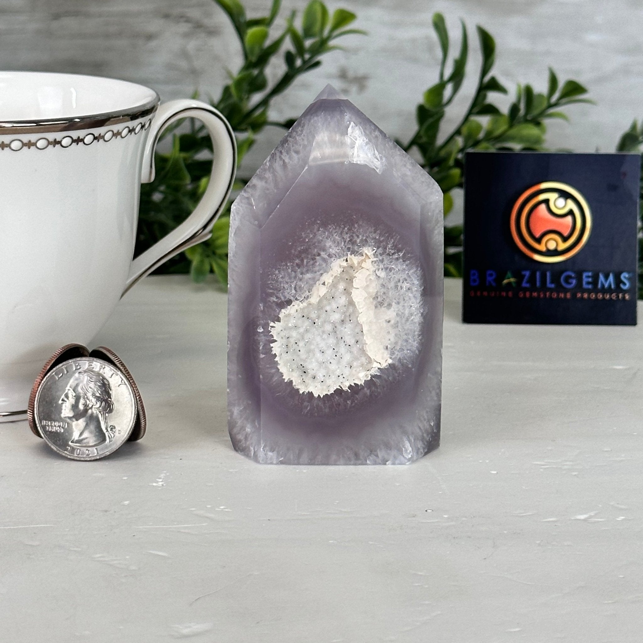 Polished Brazilian Drusy Agate Crystal Point, 0.6 lbs & 3.4" Tall, Model #3106NA-004 - Brazil GemsBrazil GemsPolished Brazilian Drusy Agate Crystal Point, 0.6 lbs & 3.4" Tall, Model #3106NA-004Crystal Points3106NA-004