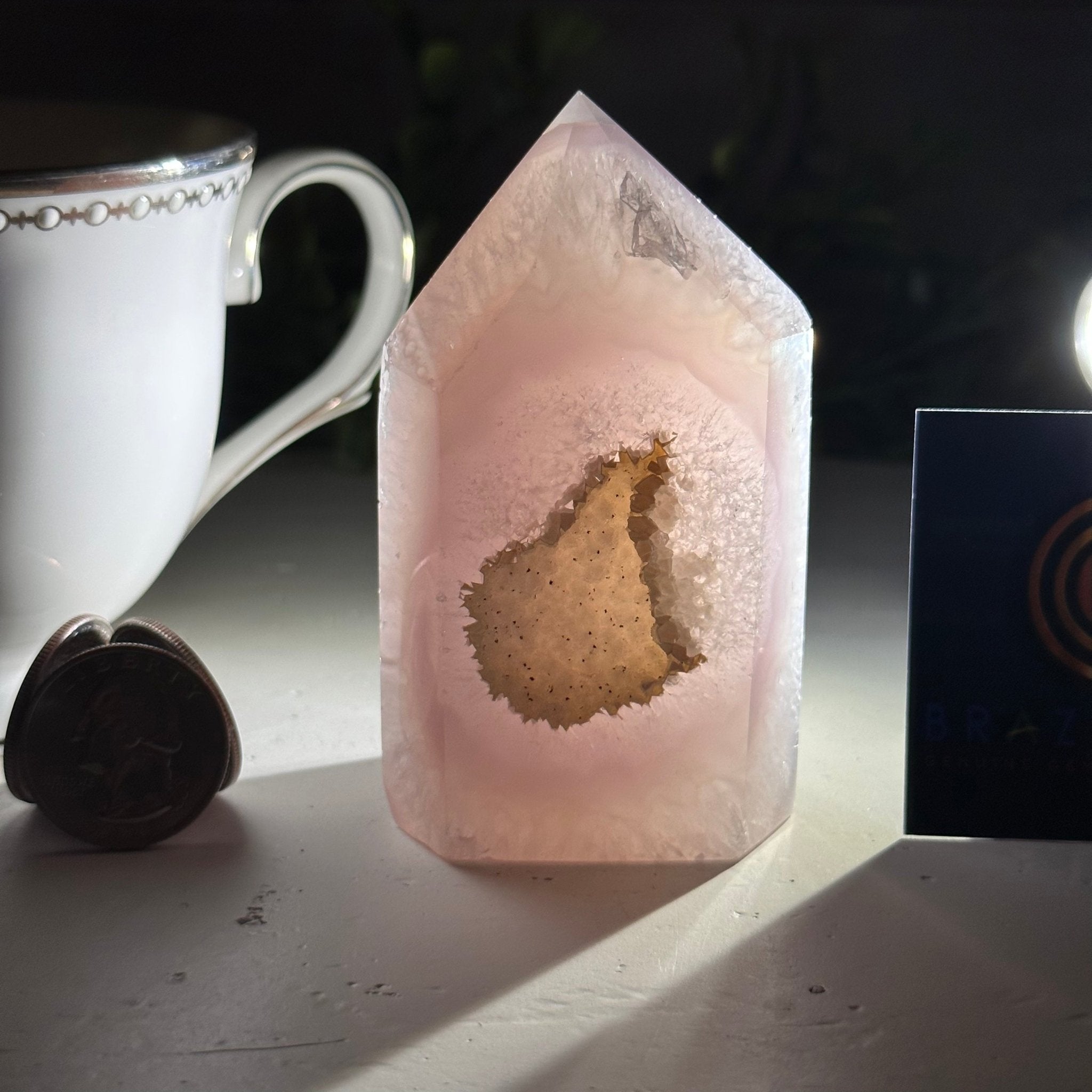 Polished Brazilian Drusy Agate Crystal Point, 0.6 lbs & 3.4" Tall, Model #3106NA-004 - Brazil GemsBrazil GemsPolished Brazilian Drusy Agate Crystal Point, 0.6 lbs & 3.4" Tall, Model #3106NA-004Crystal Points3106NA-004