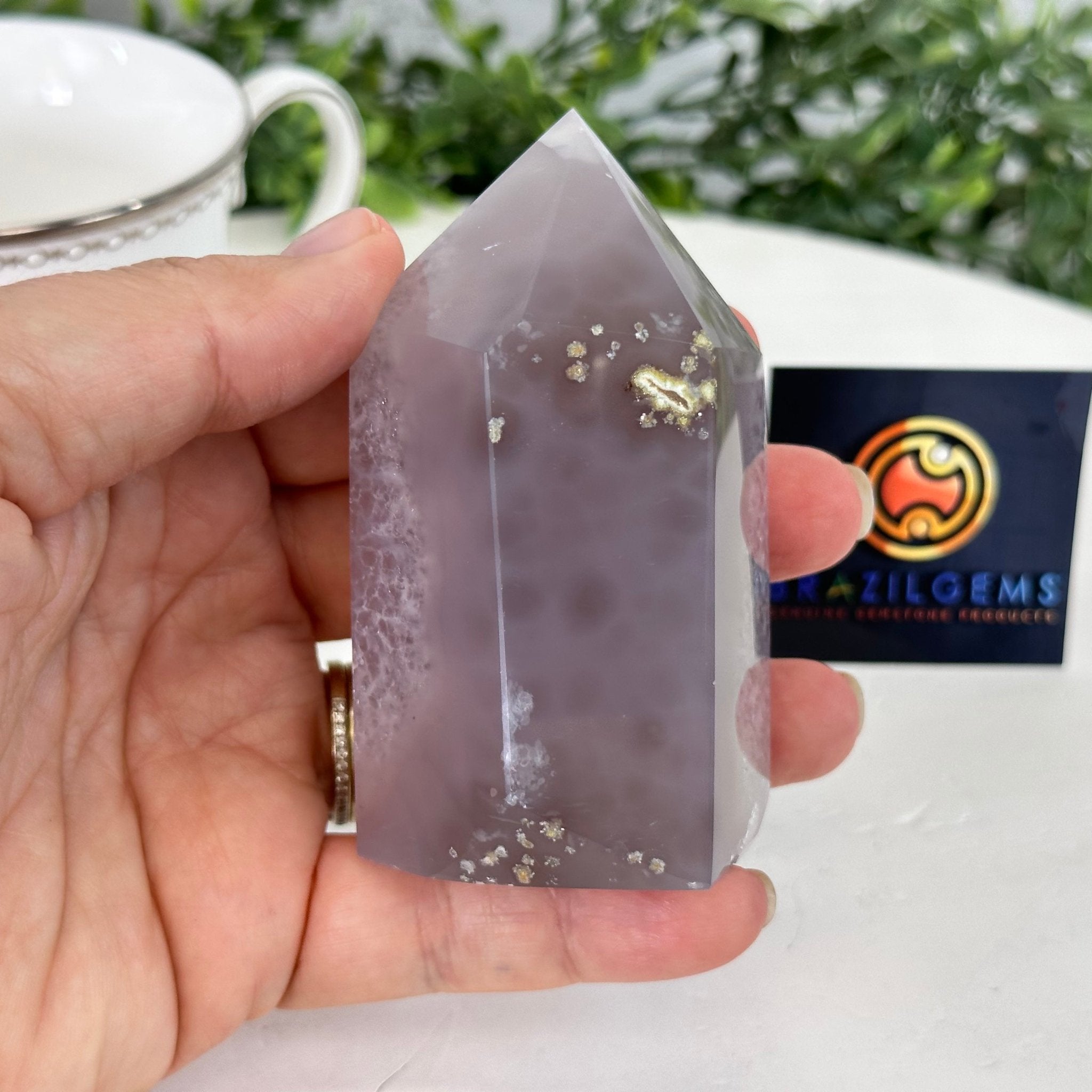 Polished Brazilian Drusy Agate Crystal Point, 0.6 lbs & 3.4" Tall, Model #3106NA-004 - Brazil GemsBrazil GemsPolished Brazilian Drusy Agate Crystal Point, 0.6 lbs & 3.4" Tall, Model #3106NA-004Crystal Points3106NA-004