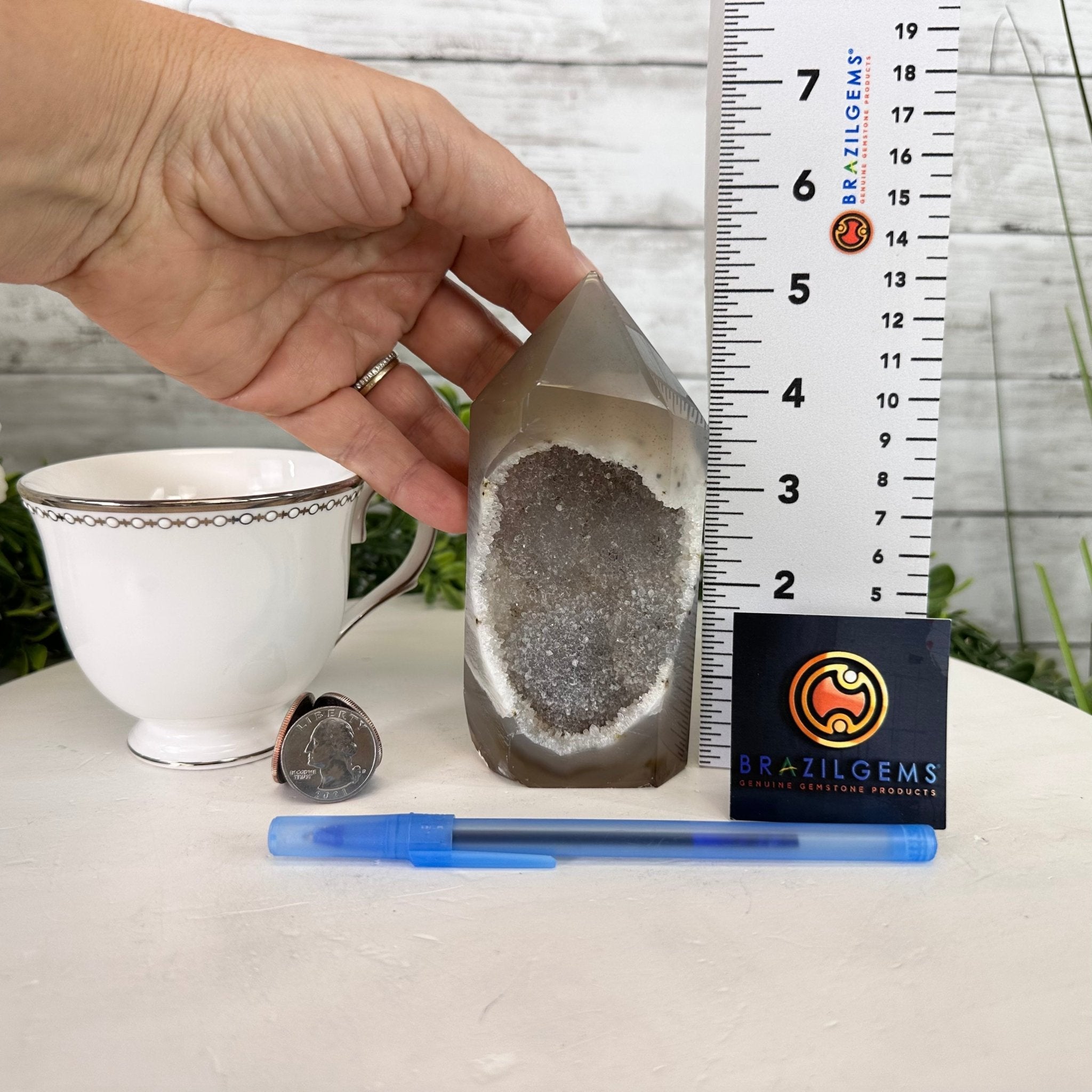 Polished Brazilian Drusy Agate Crystal Point, 0.81 lbs & 5.2" Tall, Model #3106NA-007 - Brazil GemsBrazil GemsPolished Brazilian Drusy Agate Crystal Point, 0.81 lbs & 5.2" Tall, Model #3106NA-007Crystal Points3106NA-007
