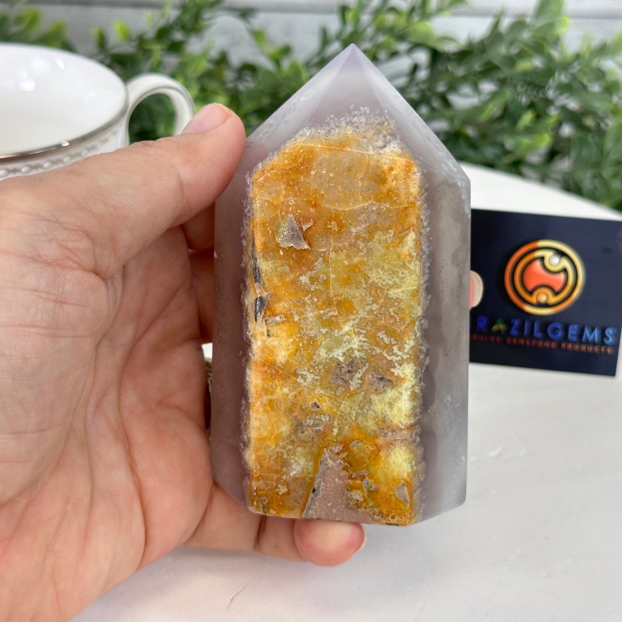 Polished Brazilian Drusy Agate Crystal Point, 0.85 lbs & 4.2" Tall, Model #3106NA-008 - Brazil GemsBrazil GemsPolished Brazilian Drusy Agate Crystal Point, 0.85 lbs & 4.2" Tall, Model #3106NA-008Crystal Points3106NA-008
