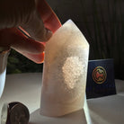 Polished Brazilian Drusy Agate Crystal Point, 0.85 lbs & 4.2" Tall, Model #3106NA-008 - Brazil GemsBrazil GemsPolished Brazilian Drusy Agate Crystal Point, 0.85 lbs & 4.2" Tall, Model #3106NA-008Crystal Points3106NA-008