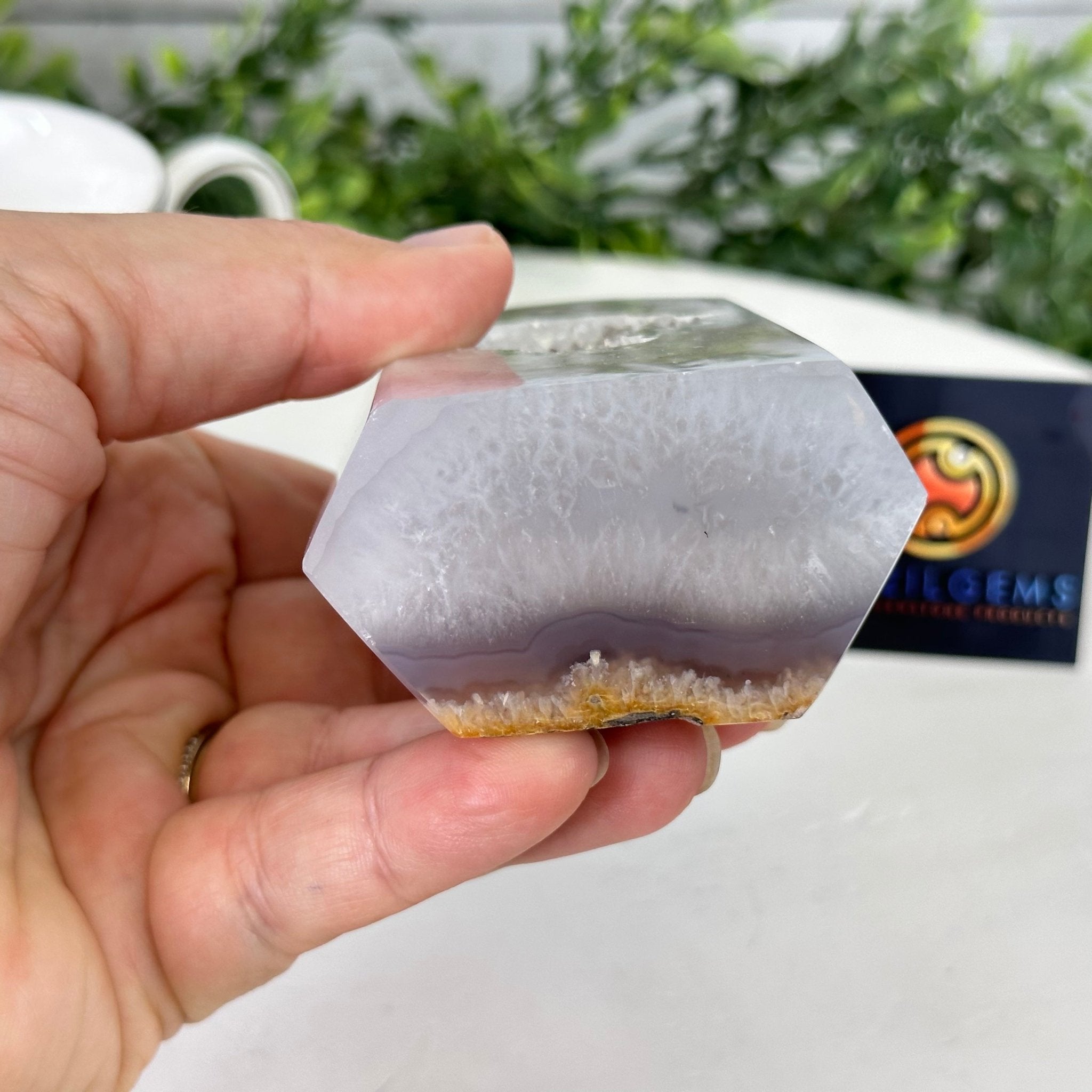 Polished Brazilian Drusy Agate Crystal Point, 0.85 lbs & 4.2" Tall, Model #3106NA-008 - Brazil GemsBrazil GemsPolished Brazilian Drusy Agate Crystal Point, 0.85 lbs & 4.2" Tall, Model #3106NA-008Crystal Points3106NA-008