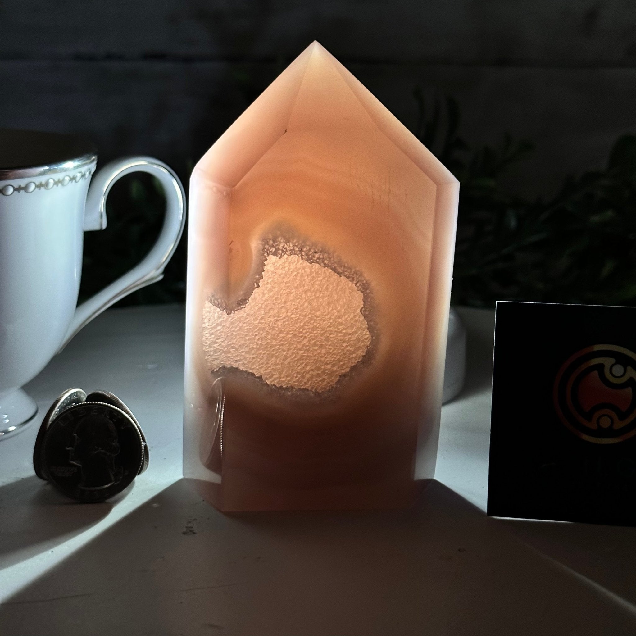 Polished Brazilian Drusy Agate Crystal Point, 1.1 lbs & 4.3" Tall, Model #3106NA-012 by Brazil Gems - Brazil GemsBrazil GemsPolished Brazilian Drusy Agate Crystal Point, 1.1 lbs & 4.3" Tall, Model #3106NA-012 by Brazil GemsCrystal Points3106NA-012