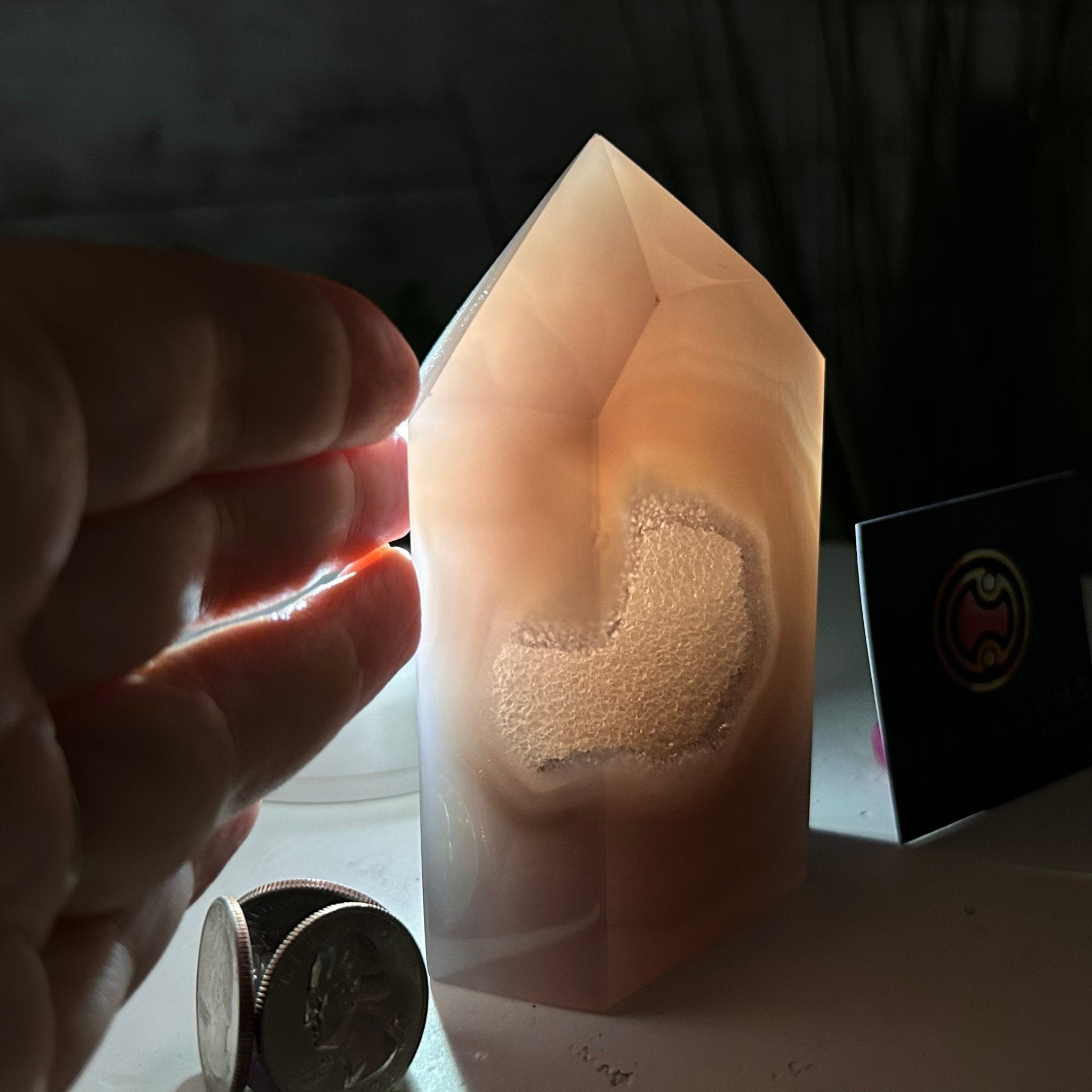 Polished Brazilian Drusy Agate Crystal Point, 1.1 lbs & 4.3" Tall, Model #3106NA-012 by Brazil Gems - Brazil GemsBrazil GemsPolished Brazilian Drusy Agate Crystal Point, 1.1 lbs & 4.3" Tall, Model #3106NA-012 by Brazil GemsCrystal Points3106NA-012