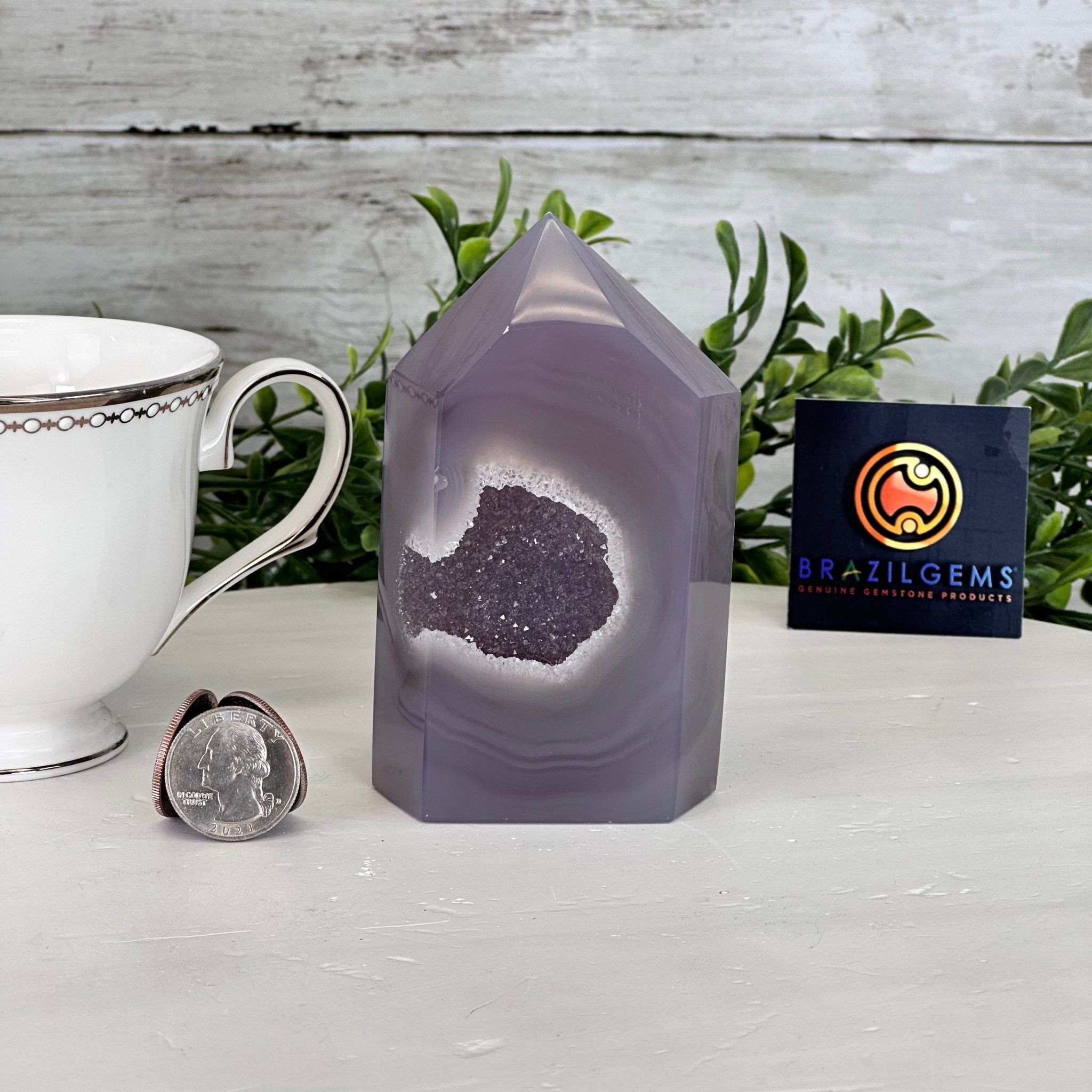 Polished Brazilian Drusy Agate Crystal Point, 1.1 lbs & 4.3" Tall, Model #3106NA-012 by Brazil Gems - Brazil GemsBrazil GemsPolished Brazilian Drusy Agate Crystal Point, 1.1 lbs & 4.3" Tall, Model #3106NA-012 by Brazil GemsCrystal Points3106NA-012