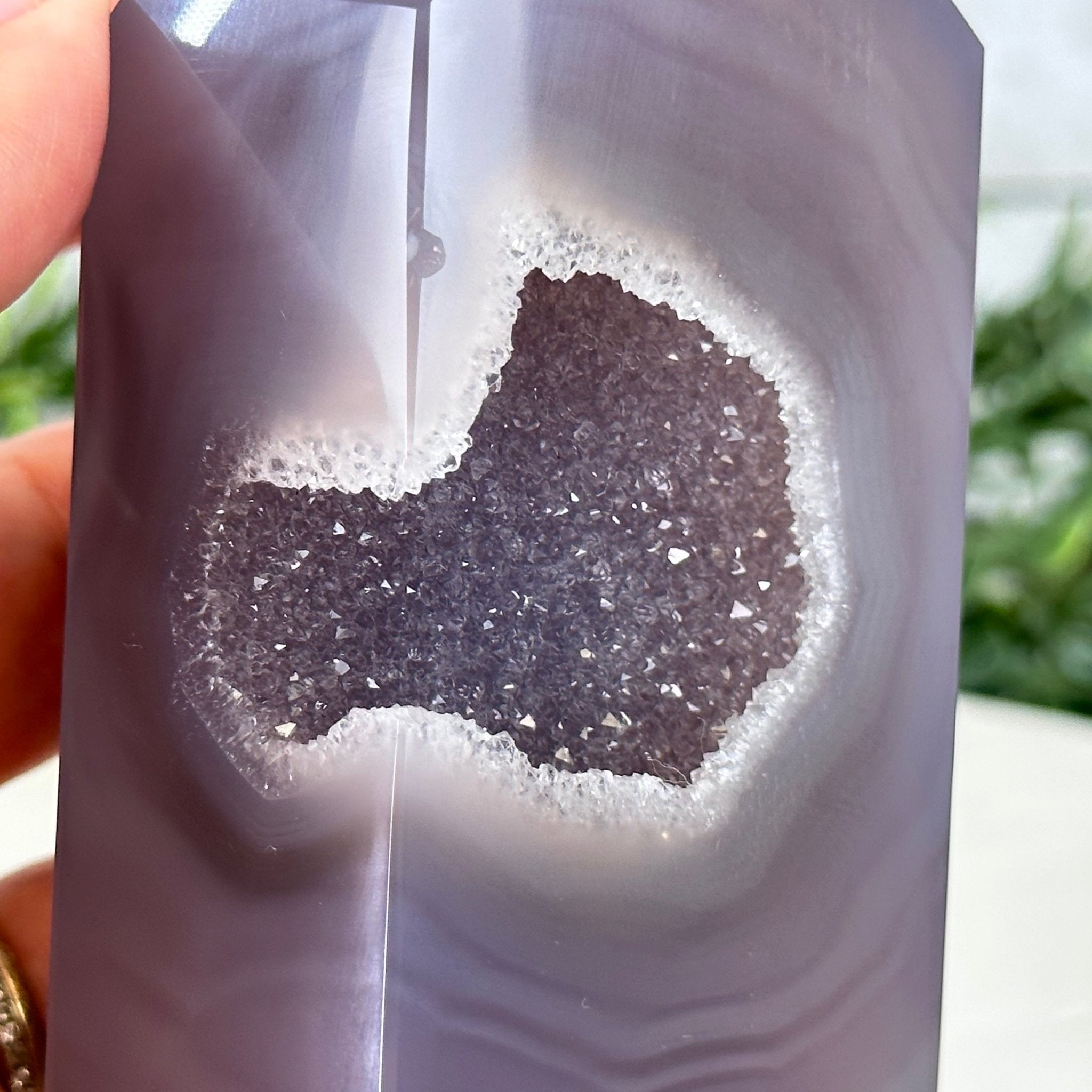 Polished Brazilian Drusy Agate Crystal Point, 1.1 lbs & 4.3" Tall, Model #3106NA-012 by Brazil Gems - Brazil GemsBrazil GemsPolished Brazilian Drusy Agate Crystal Point, 1.1 lbs & 4.3" Tall, Model #3106NA-012 by Brazil GemsCrystal Points3106NA-012