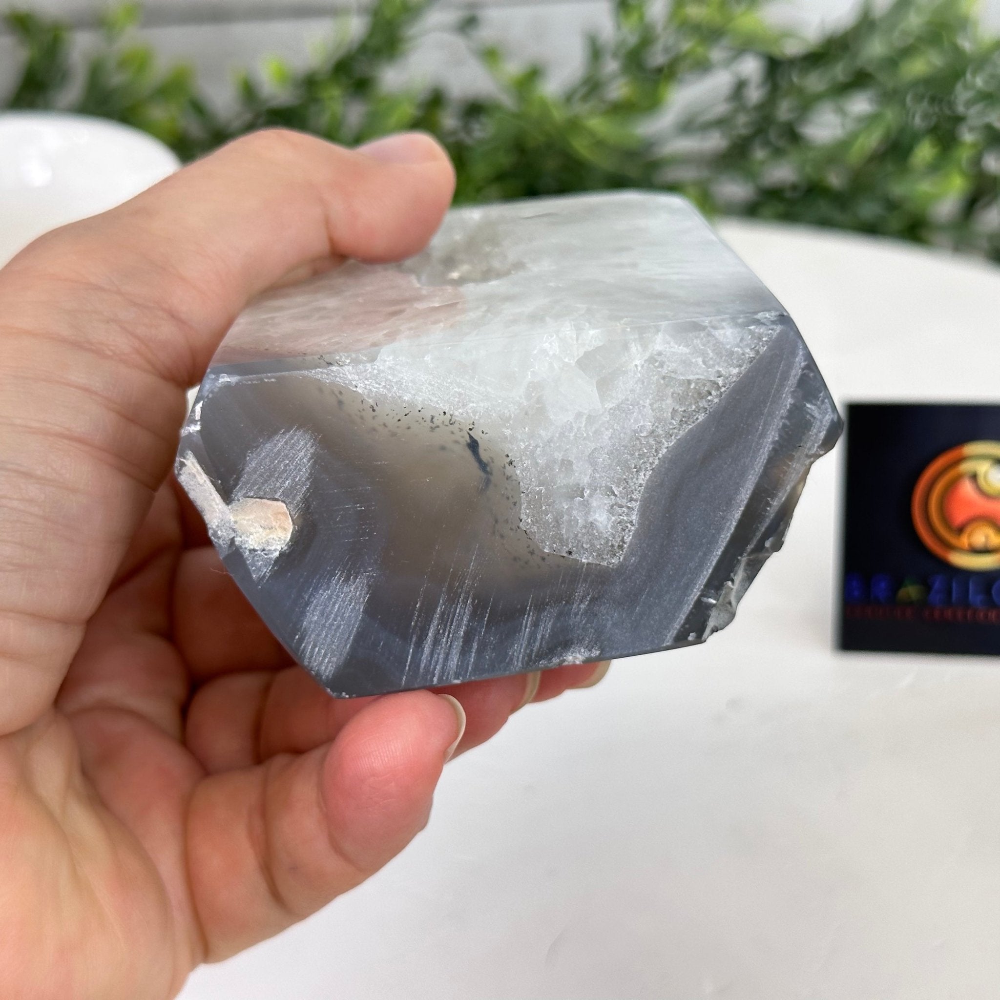 Polished Brazilian Drusy Agate Crystal Point, 1.35 lbs & 4.7" Tall, Model #3106NA-017 by Brazil Gems - Brazil GemsBrazil GemsPolished Brazilian Drusy Agate Crystal Point, 1.35 lbs & 4.7" Tall, Model #3106NA-017 by Brazil GemsCrystal Points3106NA-017