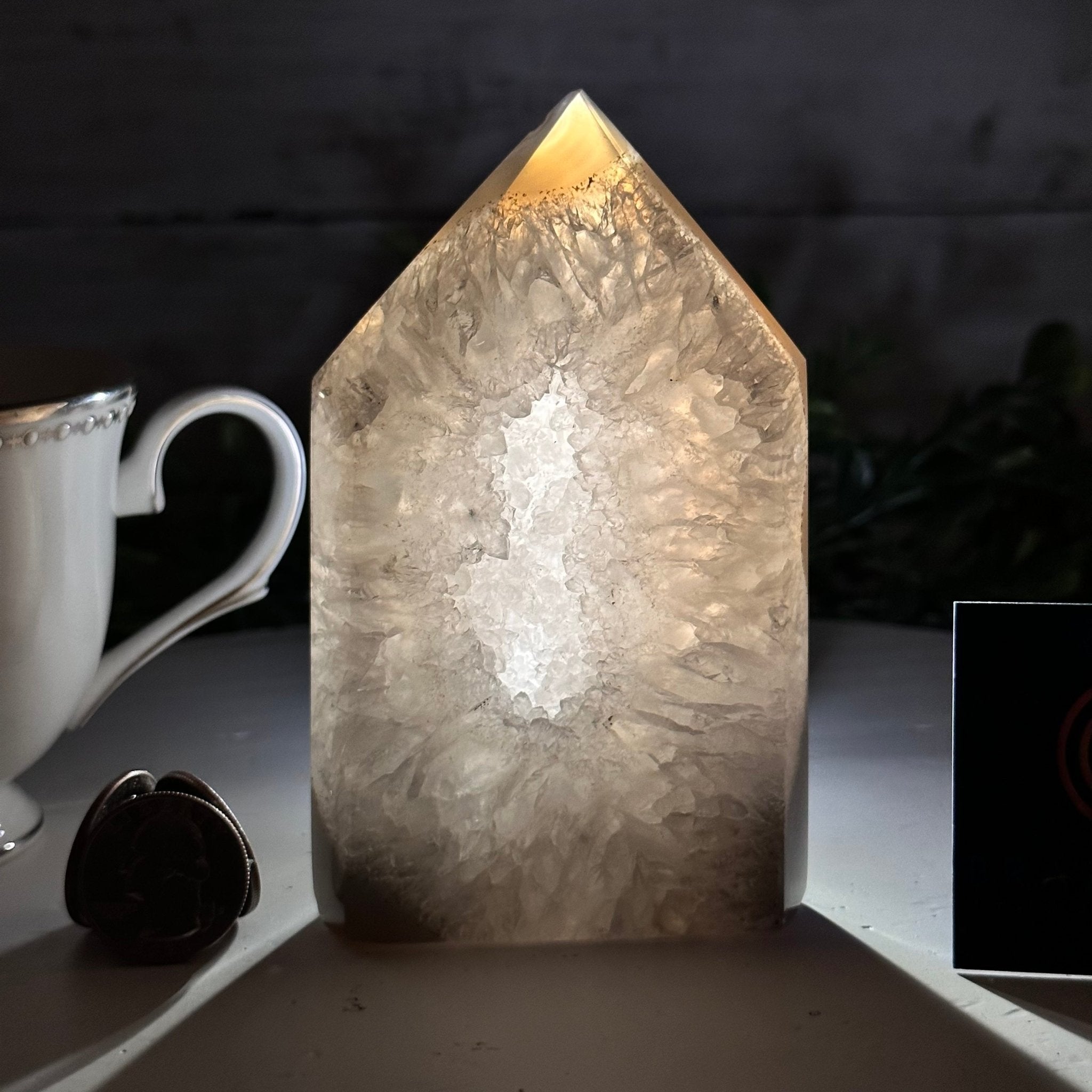 Polished Brazilian Drusy Agate Crystal Point, 1.35 lbs & 4.7" Tall, Model #3106NA-017 by Brazil Gems - Brazil GemsBrazil GemsPolished Brazilian Drusy Agate Crystal Point, 1.35 lbs & 4.7" Tall, Model #3106NA-017 by Brazil GemsCrystal Points3106NA-017