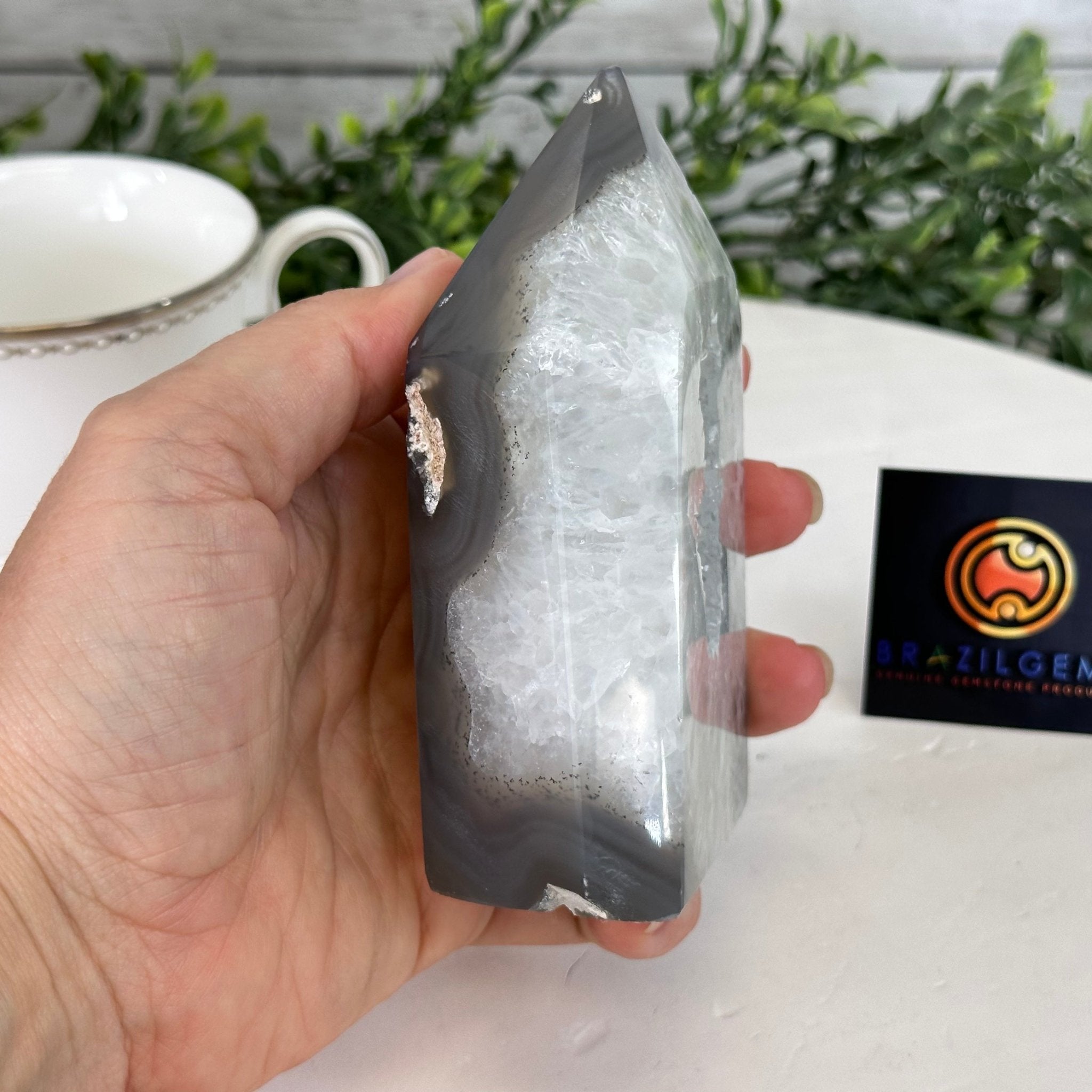 Polished Brazilian Drusy Agate Crystal Point, 1.35 lbs & 4.7" Tall, Model #3106NA-017 by Brazil Gems - Brazil GemsBrazil GemsPolished Brazilian Drusy Agate Crystal Point, 1.35 lbs & 4.7" Tall, Model #3106NA-017 by Brazil GemsCrystal Points3106NA-017