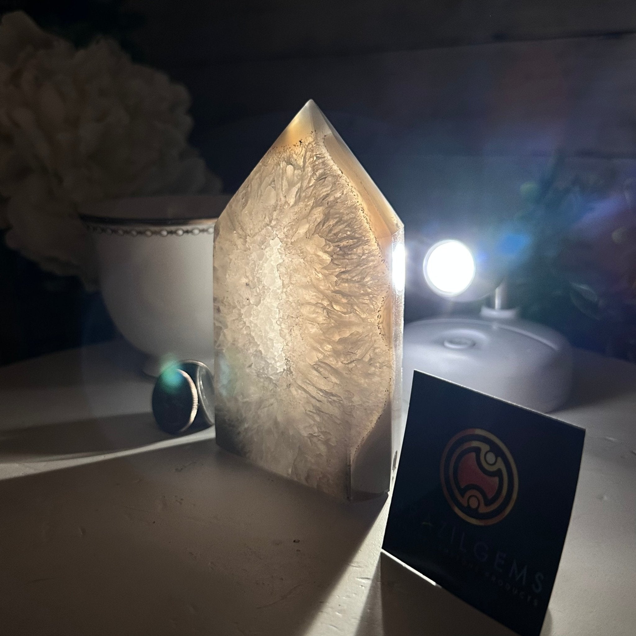 Polished Brazilian Drusy Agate Crystal Point, 1.35 lbs & 4.7" Tall, Model #3106NA-017 by Brazil Gems - Brazil GemsBrazil GemsPolished Brazilian Drusy Agate Crystal Point, 1.35 lbs & 4.7" Tall, Model #3106NA-017 by Brazil GemsCrystal Points3106NA-017