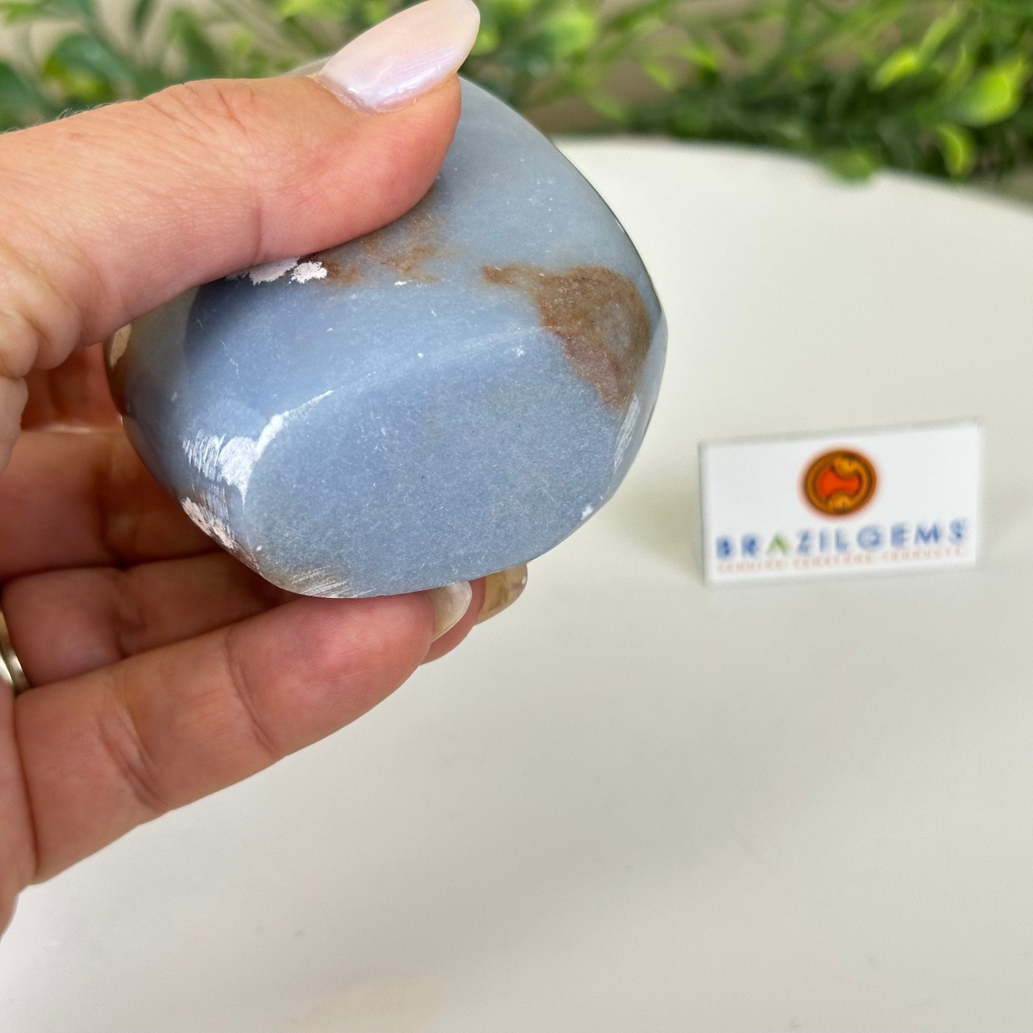 Polished Freeform Angelite Gemstone, 0.8 lbs & 3” Tall #3301AL - 002 - Brazil GemsBrazil GemsPolished Freeform Angelite Gemstone, 0.8 lbs & 3” Tall #3301AL - 002Freeform & Unique Shapes3301AL - 002