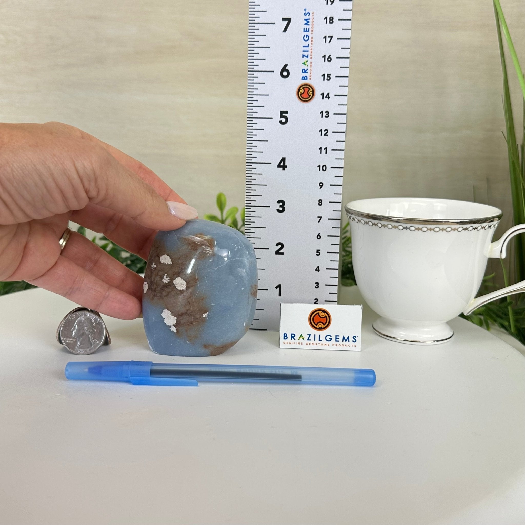 Polished Freeform Angelite Gemstone, 0.8 lbs & 3” Tall #3301AL - 002 - Brazil GemsBrazil GemsPolished Freeform Angelite Gemstone, 0.8 lbs & 3” Tall #3301AL - 002Freeform & Unique Shapes3301AL - 002