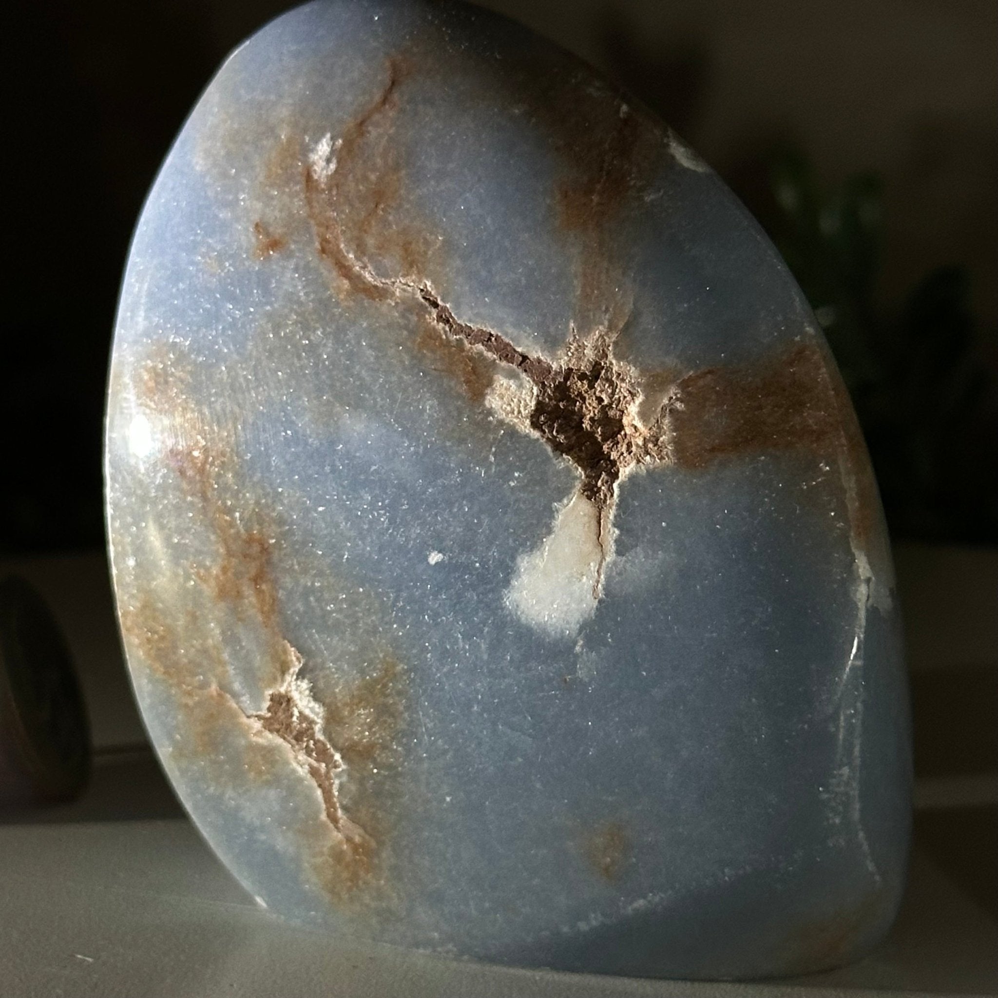 Polished Freeform Angelite Gemstone, 1 lb & 3.2” Tall #3301AL - 003 - Brazil GemsBrazil GemsPolished Freeform Angelite Gemstone, 1 lb & 3.2” Tall #3301AL - 003Freeform & Unique Shapes3301AL - 003