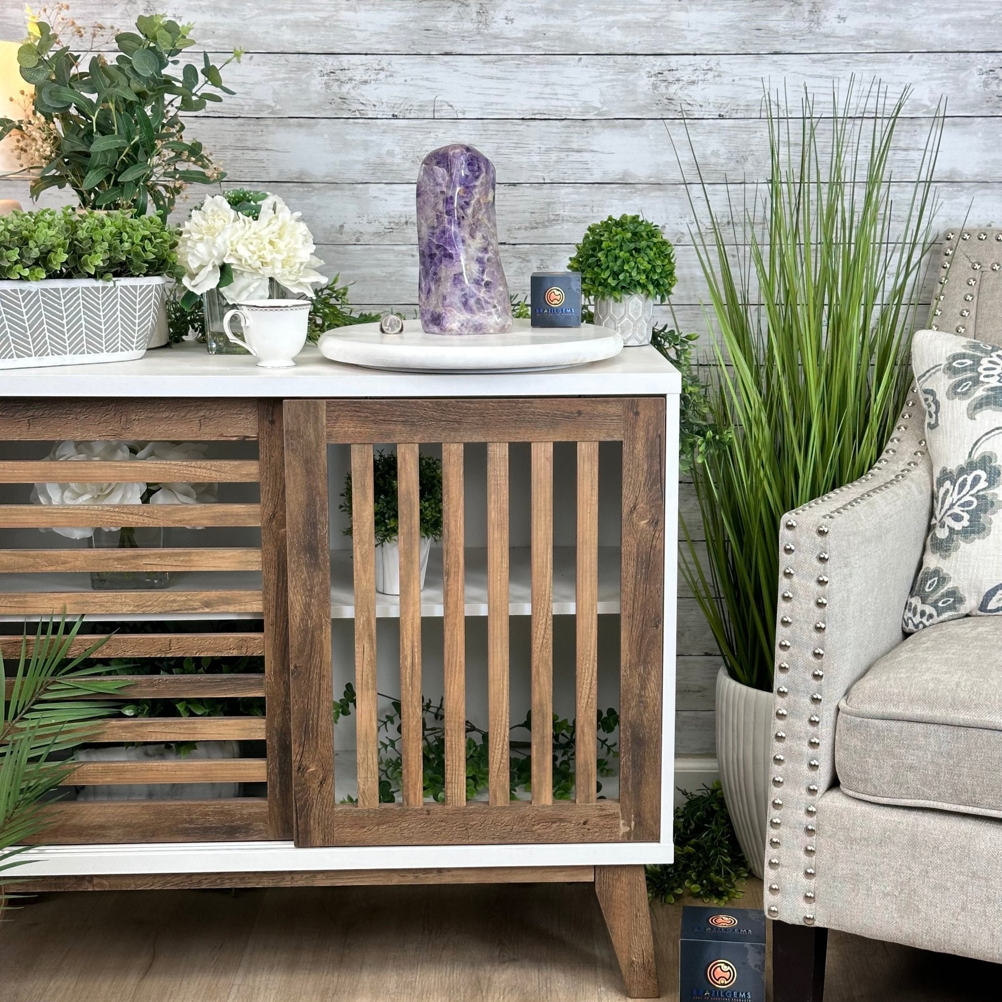 Polished Freeform Chevron Amethyst Gemstone, 6.8 lbs & 9.1” Tall #3301AM-002 - Brazil GemsBrazil GemsPolished Freeform Chevron Amethyst Gemstone, 6.8 lbs & 9.1” Tall #3301AM-002Freeform & Unique Shapes3301AM-002