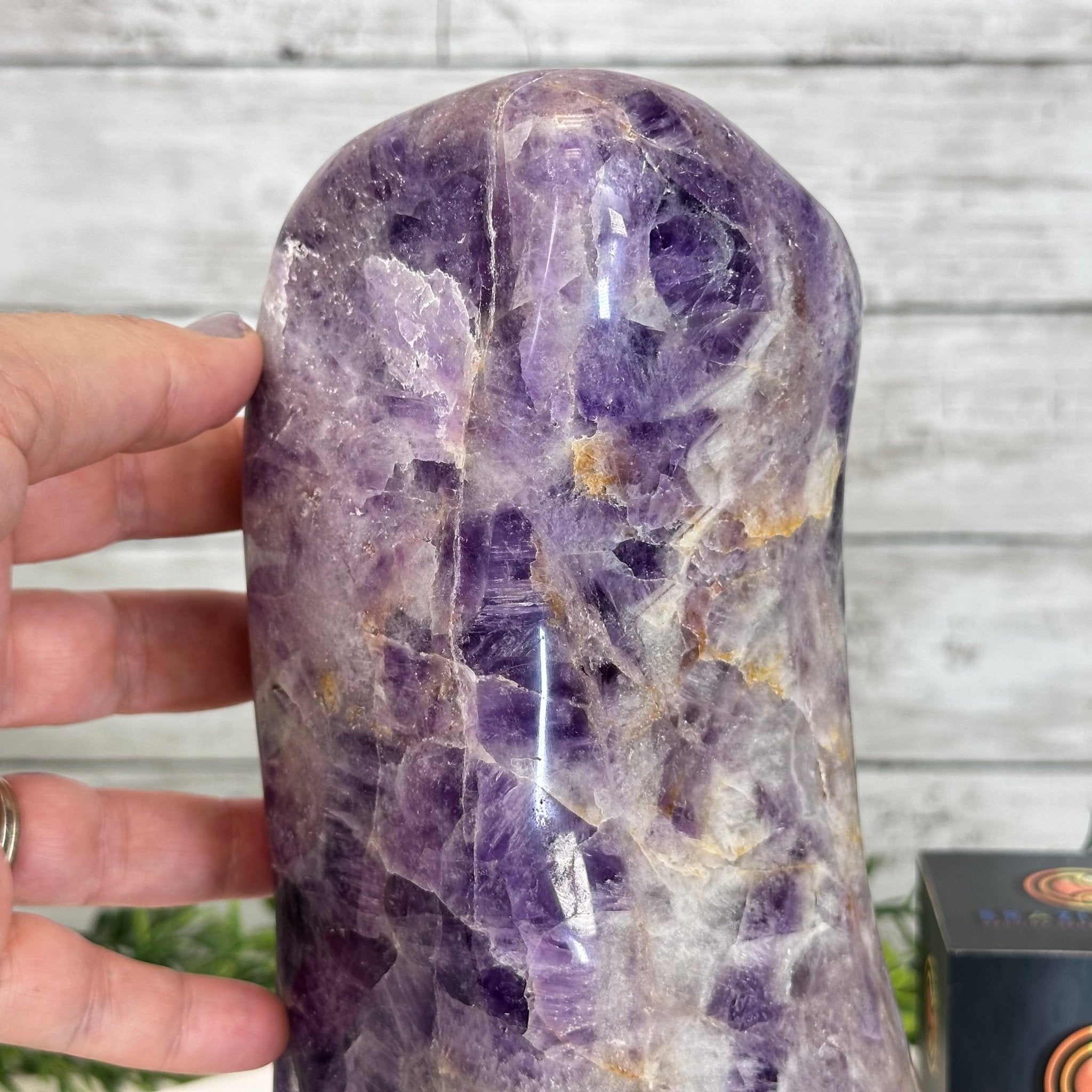 Polished Freeform Chevron Amethyst Gemstone, 6.8 lbs & 9.1” Tall #3301AM-002 - Brazil GemsBrazil GemsPolished Freeform Chevron Amethyst Gemstone, 6.8 lbs & 9.1” Tall #3301AM-002Freeform & Unique Shapes3301AM-002