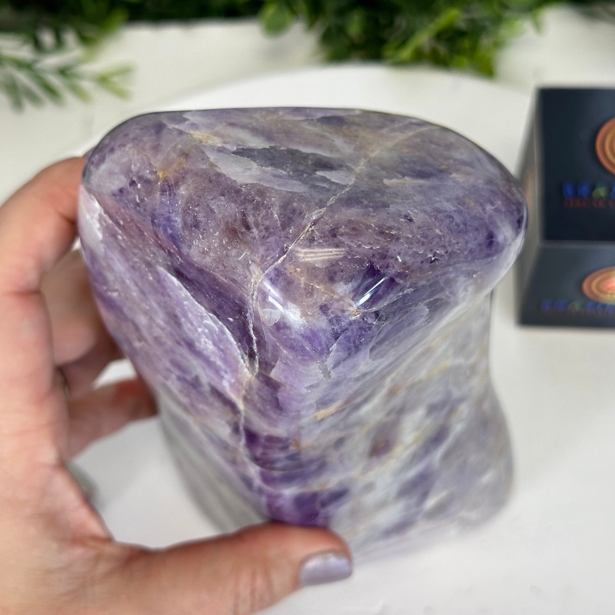 Polished Freeform Chevron Amethyst Gemstone, 6.8 lbs & 9.1” Tall #3301AM-002 - Brazil GemsBrazil GemsPolished Freeform Chevron Amethyst Gemstone, 6.8 lbs & 9.1” Tall #3301AM-002Freeform & Unique Shapes3301AM-002