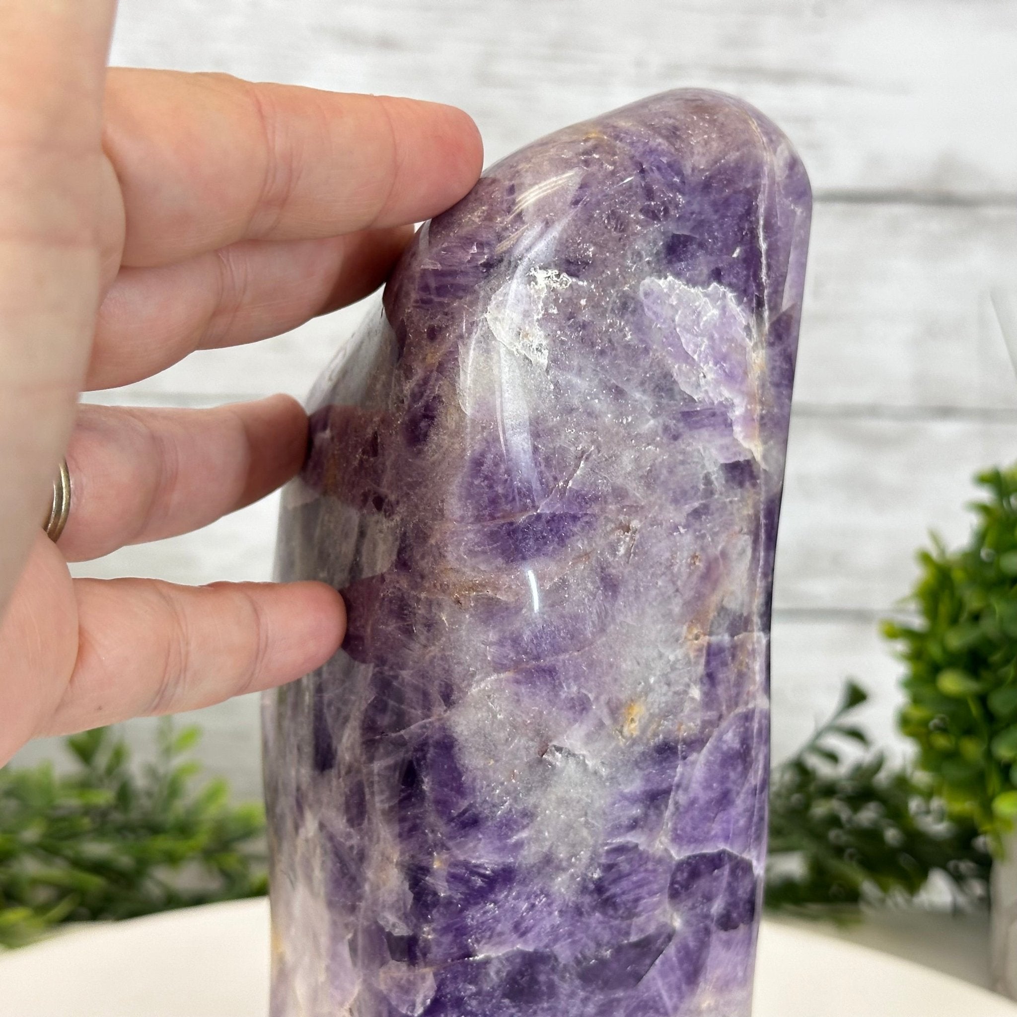 Polished Freeform Chevron Amethyst Gemstone, 6.8 lbs & 9.1” Tall #3301AM-002 - Brazil GemsBrazil GemsPolished Freeform Chevron Amethyst Gemstone, 6.8 lbs & 9.1” Tall #3301AM-002Freeform & Unique Shapes3301AM-002