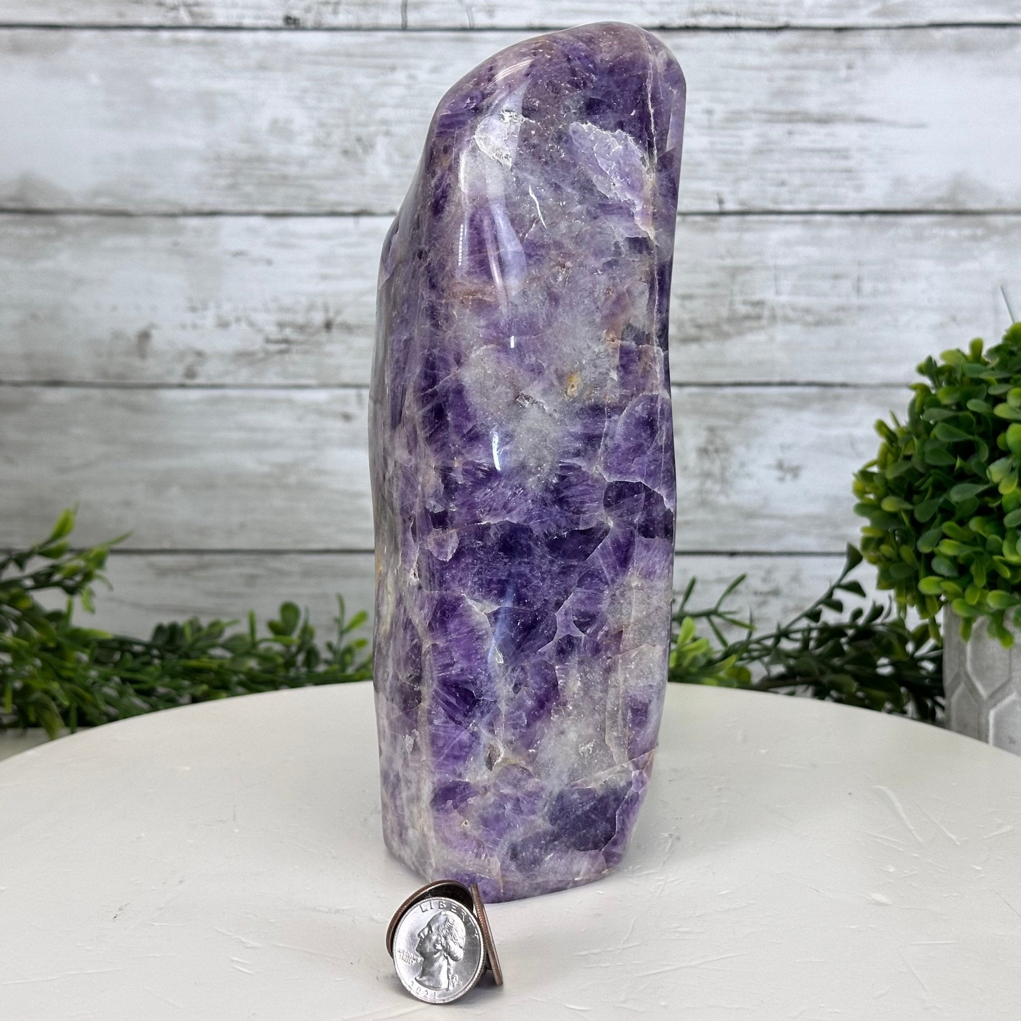 Polished Freeform Chevron Amethyst Gemstone, 6.8 lbs & 9.1” Tall #3301AM-002 - Brazil GemsBrazil GemsPolished Freeform Chevron Amethyst Gemstone, 6.8 lbs & 9.1” Tall #3301AM-002Freeform & Unique Shapes3301AM-002