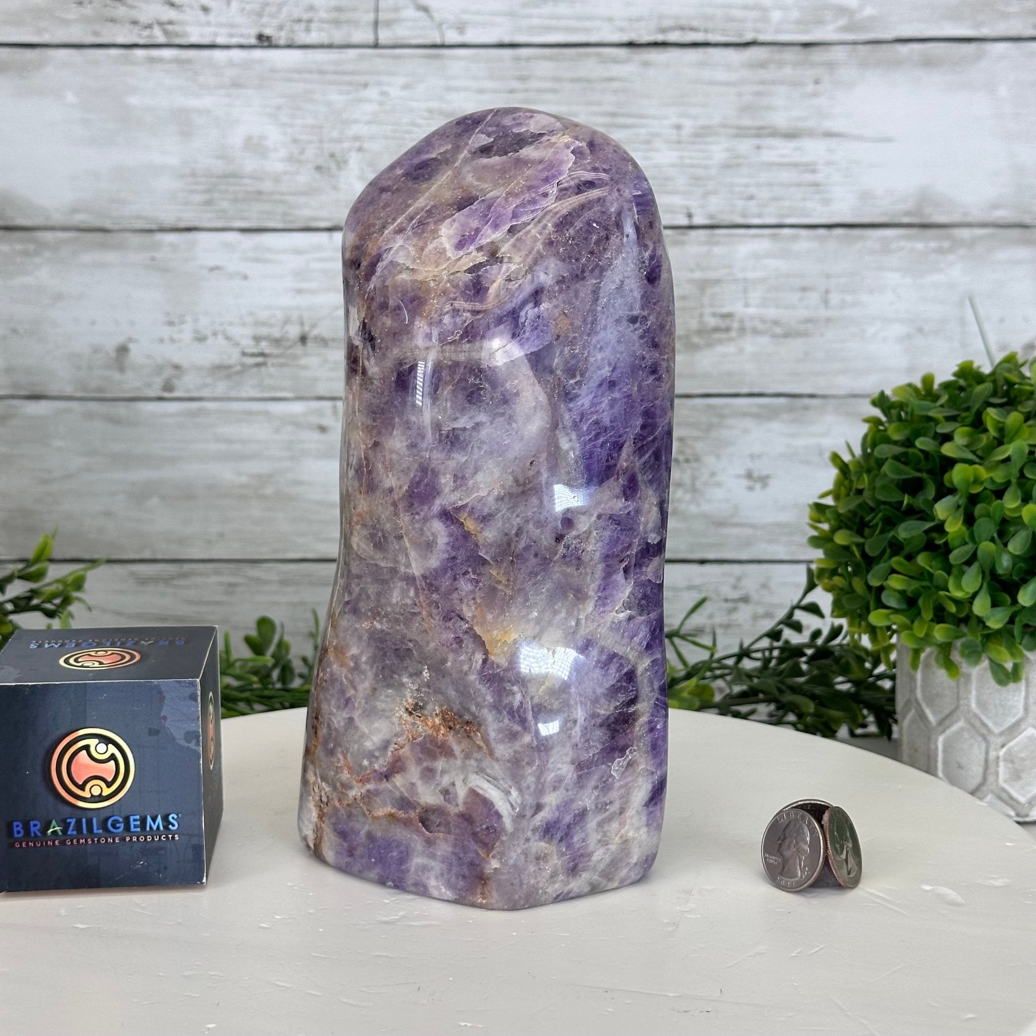 Polished Freeform Chevron Amethyst Gemstone, 6.8 lbs & 9.1” Tall #3301AM-002 - Brazil GemsBrazil GemsPolished Freeform Chevron Amethyst Gemstone, 6.8 lbs & 9.1” Tall #3301AM-002Freeform & Unique Shapes3301AM-002