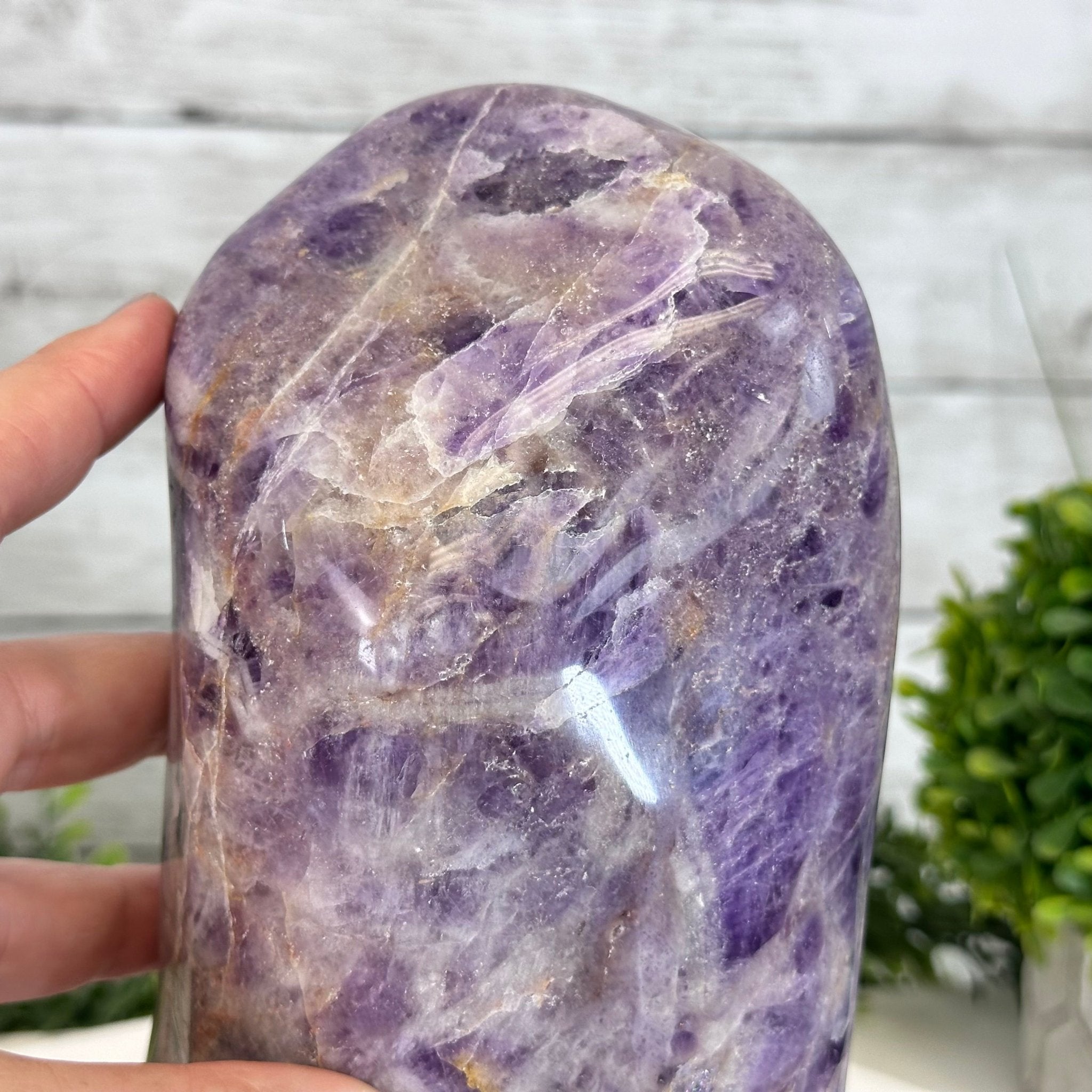 Polished Freeform Chevron Amethyst Gemstone, 6.8 lbs & 9.1” Tall #3301AM-002 - Brazil GemsBrazil GemsPolished Freeform Chevron Amethyst Gemstone, 6.8 lbs & 9.1” Tall #3301AM-002Freeform & Unique Shapes3301AM-002