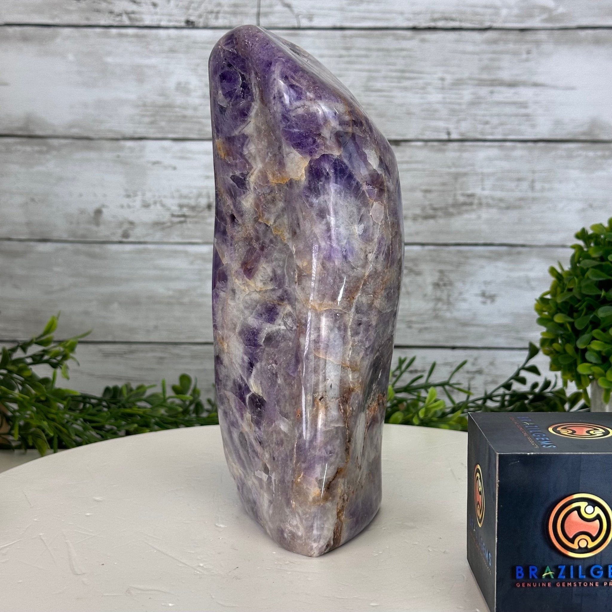 Polished Freeform Chevron Amethyst Gemstone, 6.8 lbs & 9.1” Tall #3301AM-002 - Brazil GemsBrazil GemsPolished Freeform Chevron Amethyst Gemstone, 6.8 lbs & 9.1” Tall #3301AM-002Freeform & Unique Shapes3301AM-002