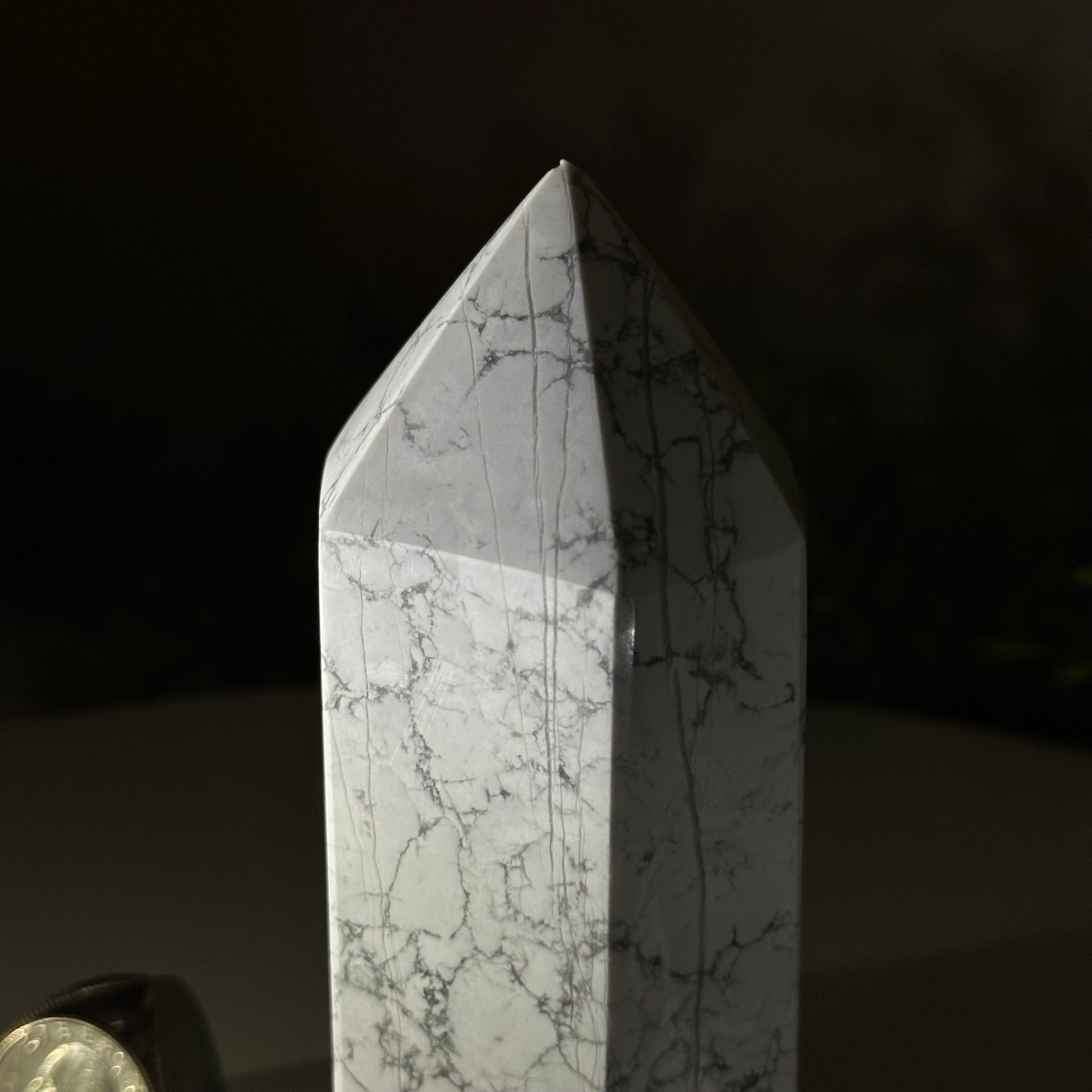 Polished Howlite Crystal Tower 4.9" Tall #3106HW - 004 - Brazil GemsBrazil GemsPolished Howlite Crystal Tower 4.9" Tall #3106HW - 004Crystal Points3106HW - 004