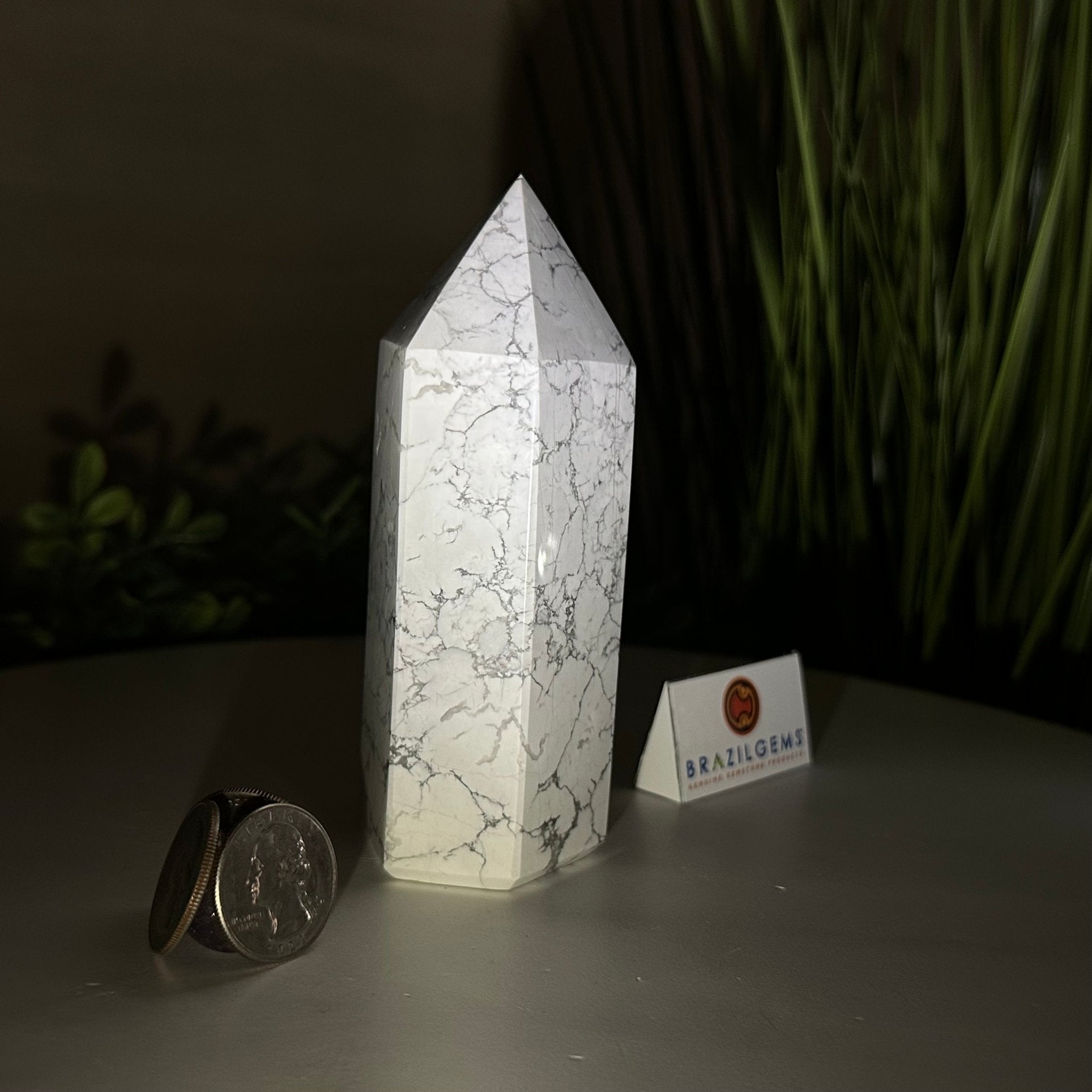 Polished Howlite Crystal Tower 4.9" Tall #3106HW - 004 - Brazil GemsBrazil GemsPolished Howlite Crystal Tower 4.9" Tall #3106HW - 004Crystal Points3106HW - 004