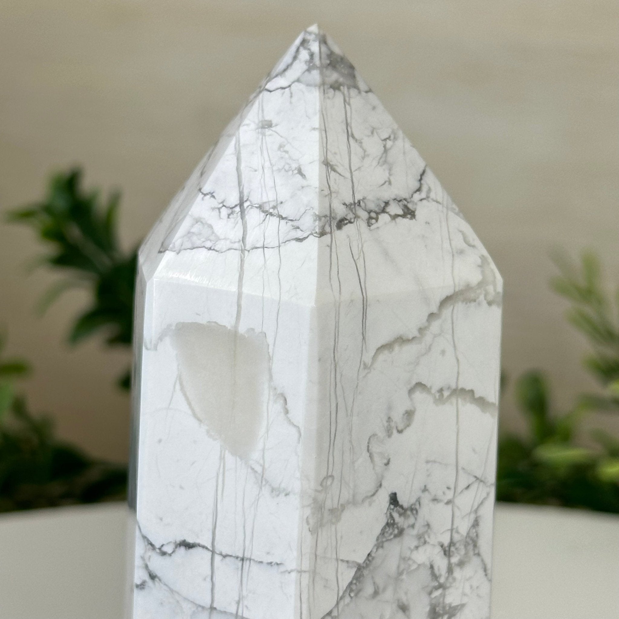 Polished Howlite Crystal Tower 4.9" Tall #3106HW - 004 - Brazil GemsBrazil GemsPolished Howlite Crystal Tower 4.9" Tall #3106HW - 004Crystal Points3106HW - 004