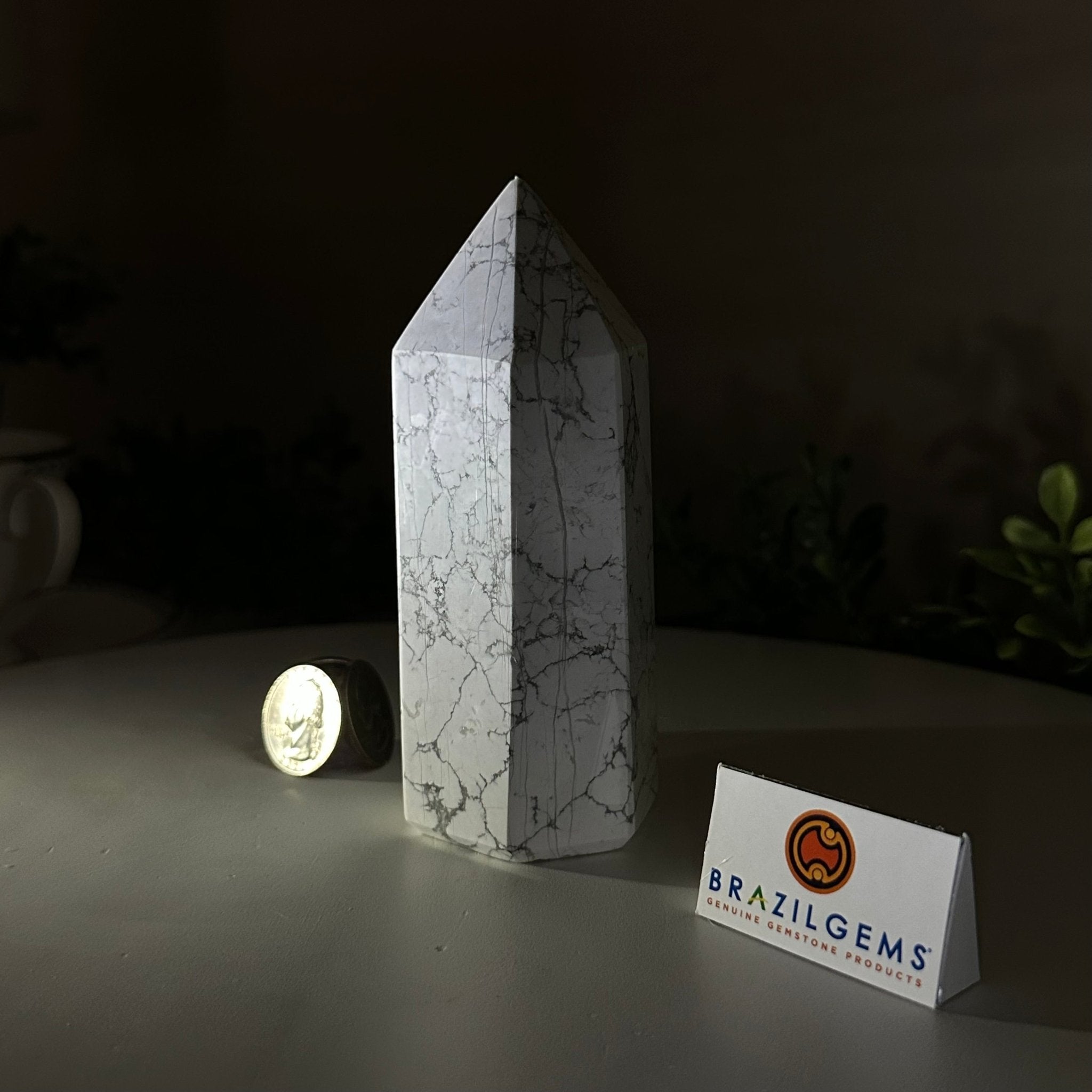 Polished Howlite Crystal Tower 4.9" Tall #3106HW - 004 - Brazil GemsBrazil GemsPolished Howlite Crystal Tower 4.9" Tall #3106HW - 004Crystal Points3106HW - 004