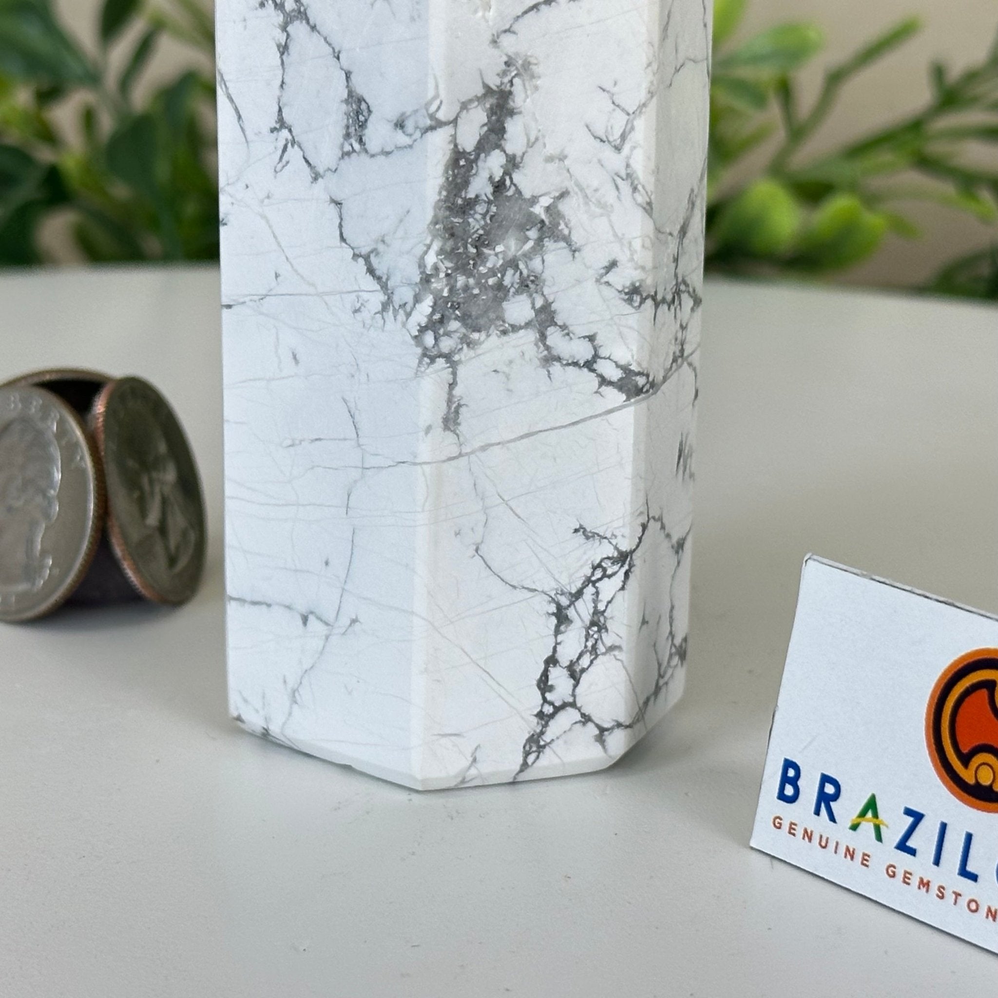 Polished Howlite Crystal Tower 5" Tall #3106HW - 003 - Brazil GemsBrazil GemsPolished Howlite Crystal Tower 5" Tall #3106HW - 003Crystal Points3106HW - 003