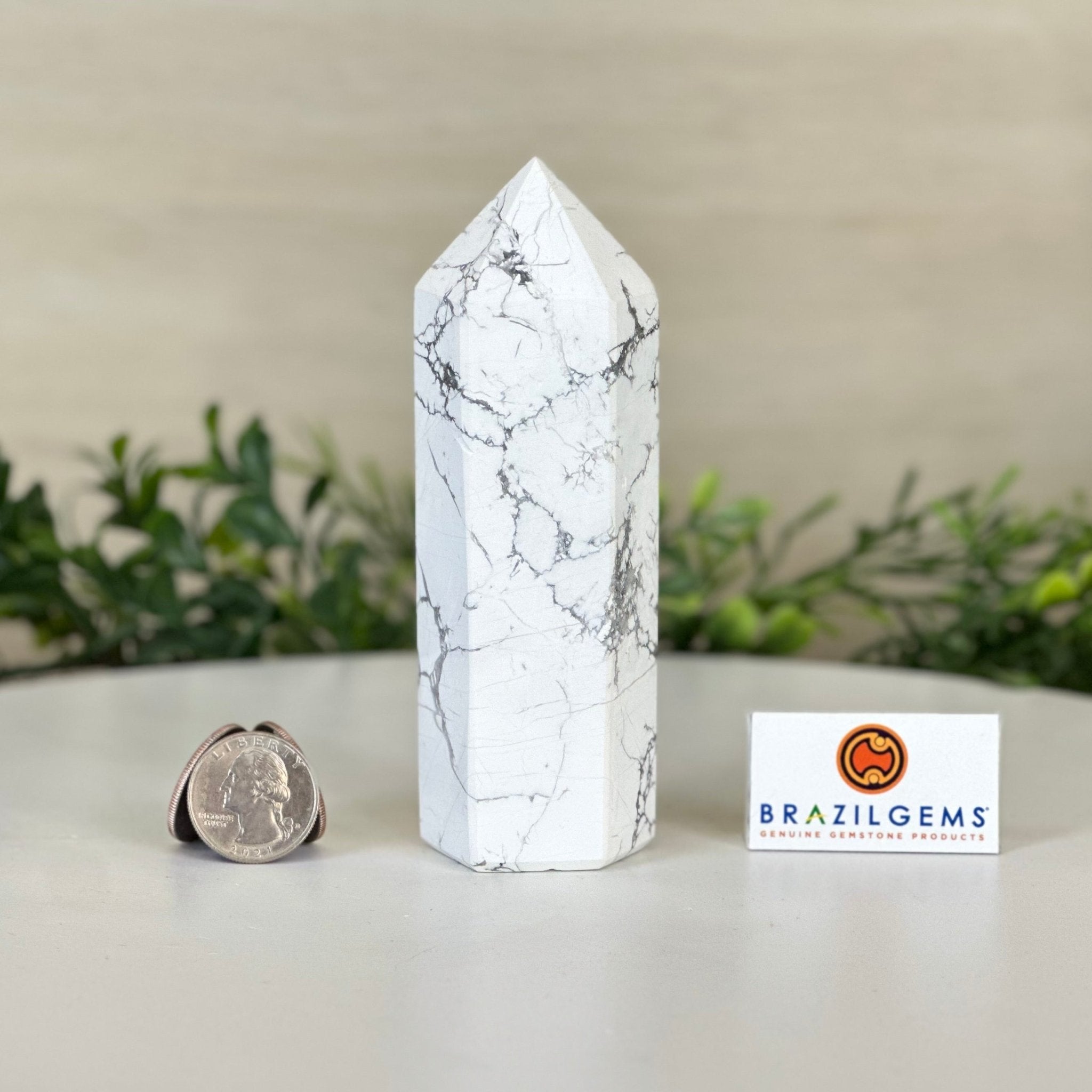 Polished Howlite Crystal Tower 5" Tall #3106HW - 003 - Brazil GemsBrazil GemsPolished Howlite Crystal Tower 5" Tall #3106HW - 003Crystal Points3106HW - 003