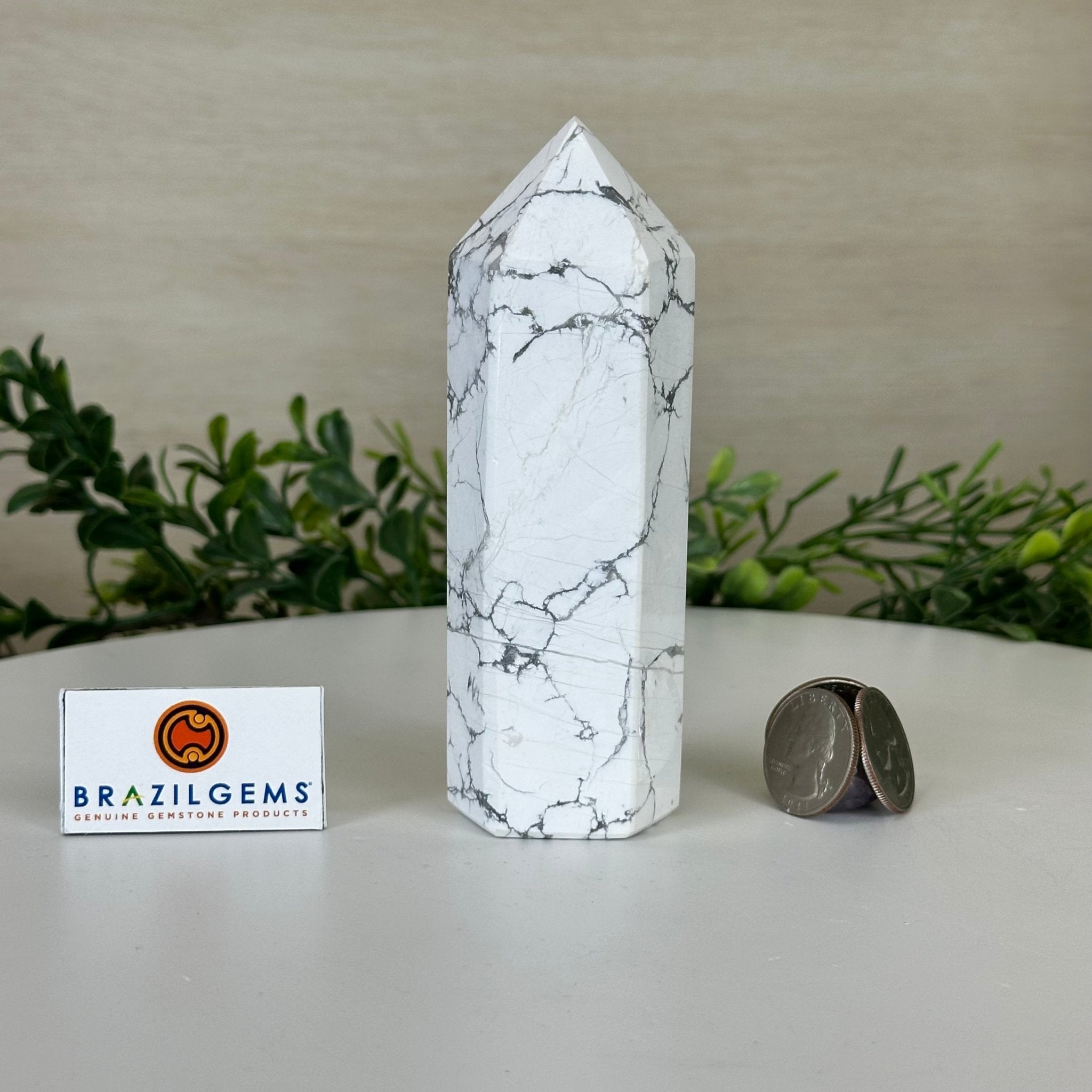 Polished Howlite Crystal Tower 5" Tall #3106HW - 003 - Brazil GemsBrazil GemsPolished Howlite Crystal Tower 5" Tall #3106HW - 003Crystal Points3106HW - 003