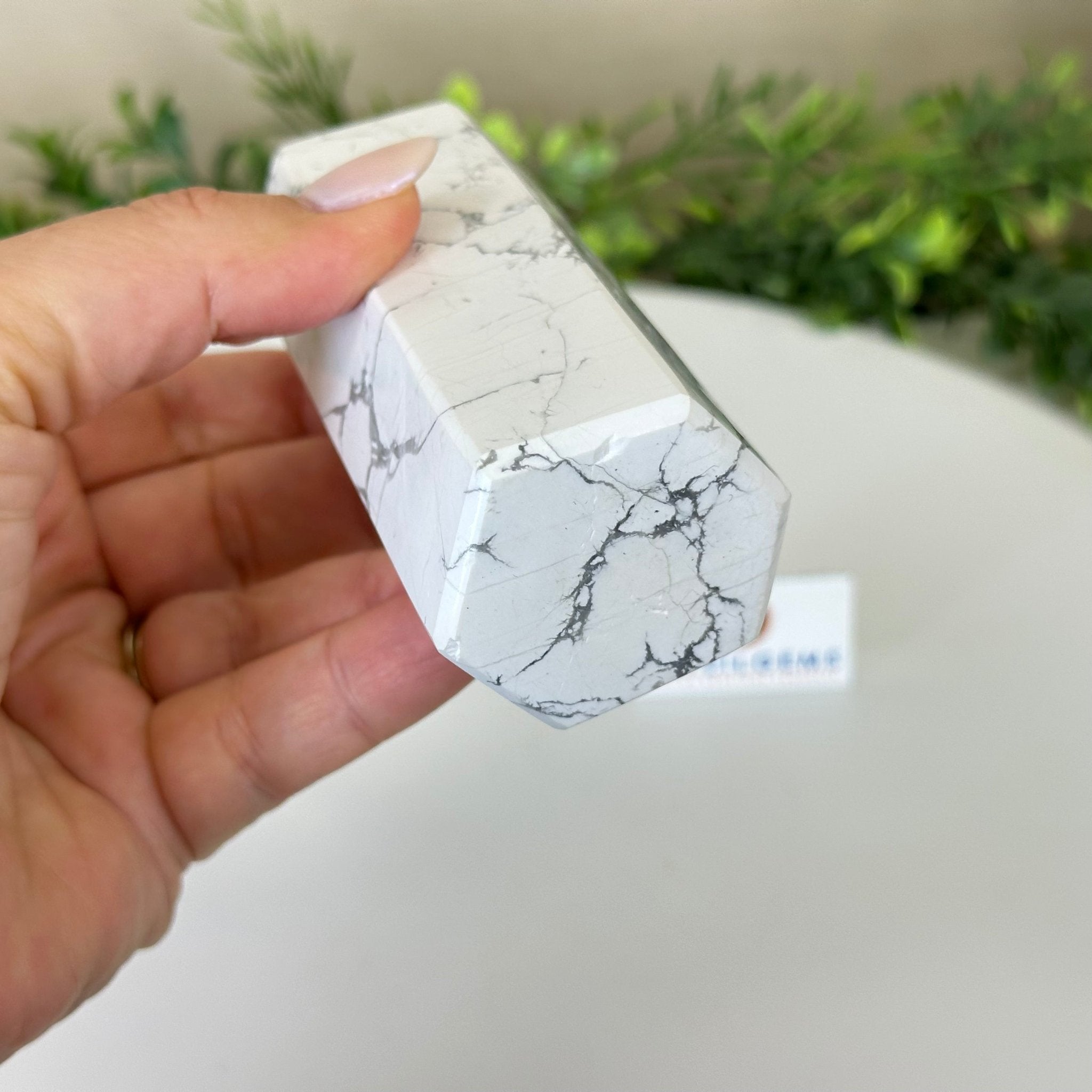 Polished Howlite Crystal Tower 5" Tall #3106HW - 003 - Brazil GemsBrazil GemsPolished Howlite Crystal Tower 5" Tall #3106HW - 003Crystal Points3106HW - 003