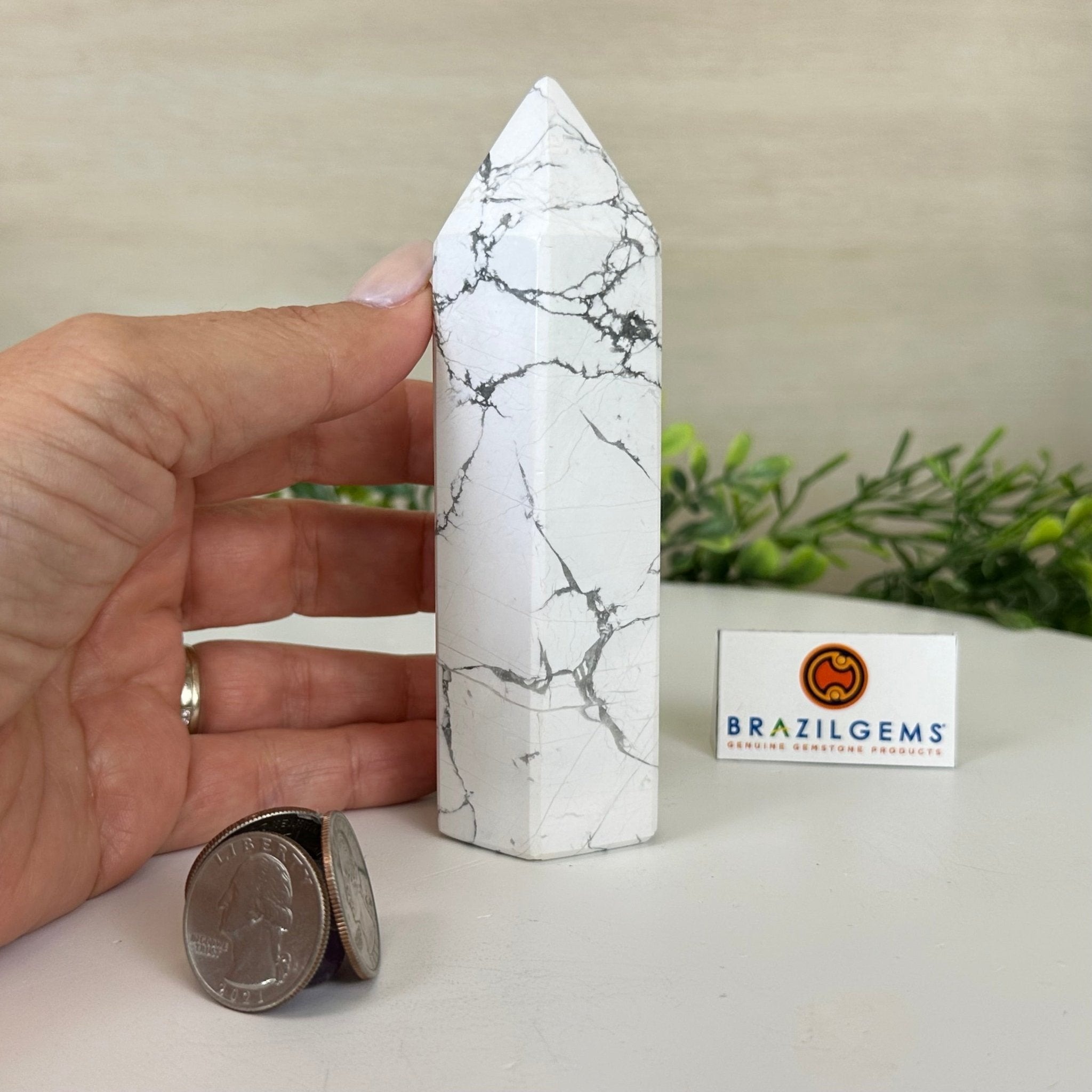 Polished Howlite Crystal Tower 5" Tall #3106HW - 003 - Brazil GemsBrazil GemsPolished Howlite Crystal Tower 5" Tall #3106HW - 003Crystal Points3106HW - 003