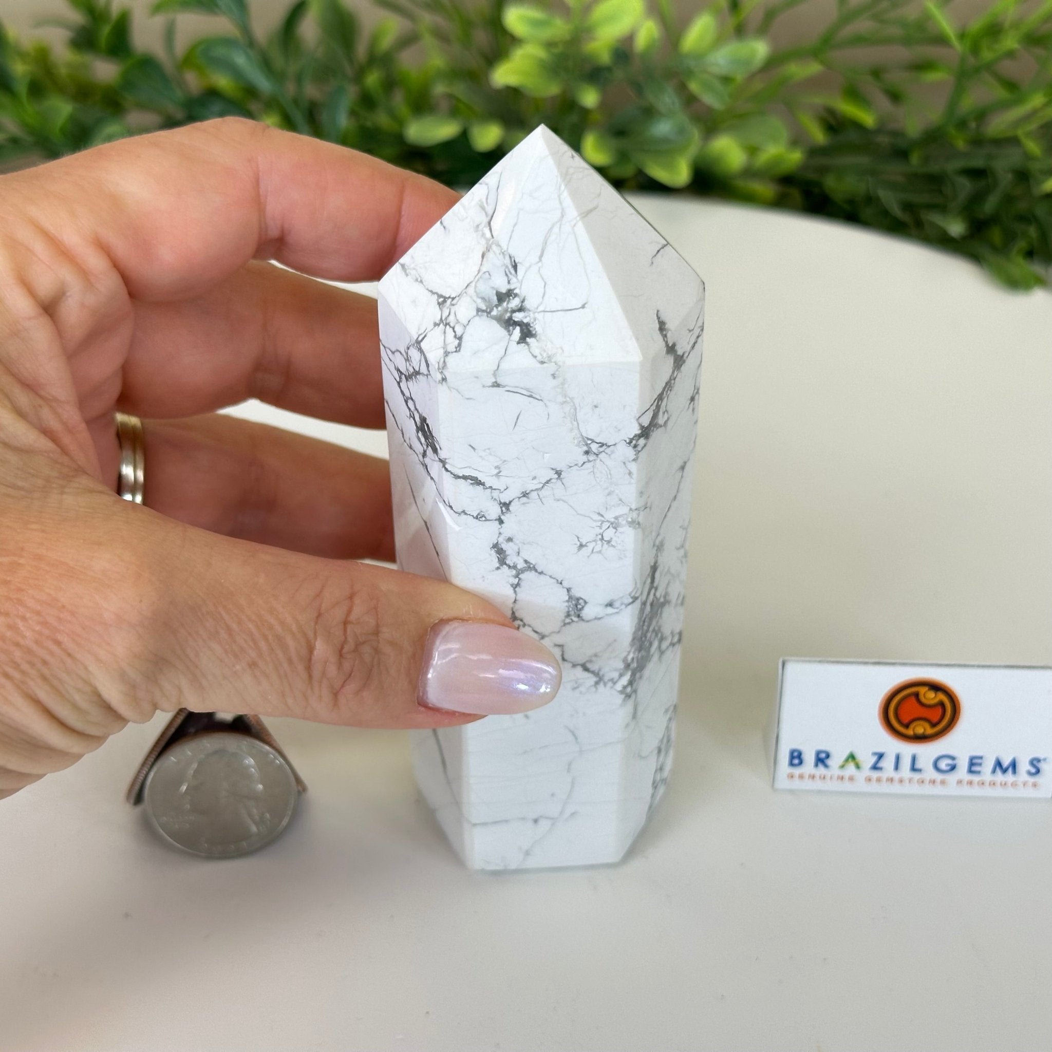 Polished Howlite Crystal Tower 5" Tall #3106HW - 003 - Brazil GemsBrazil GemsPolished Howlite Crystal Tower 5" Tall #3106HW - 003Crystal Points3106HW - 003