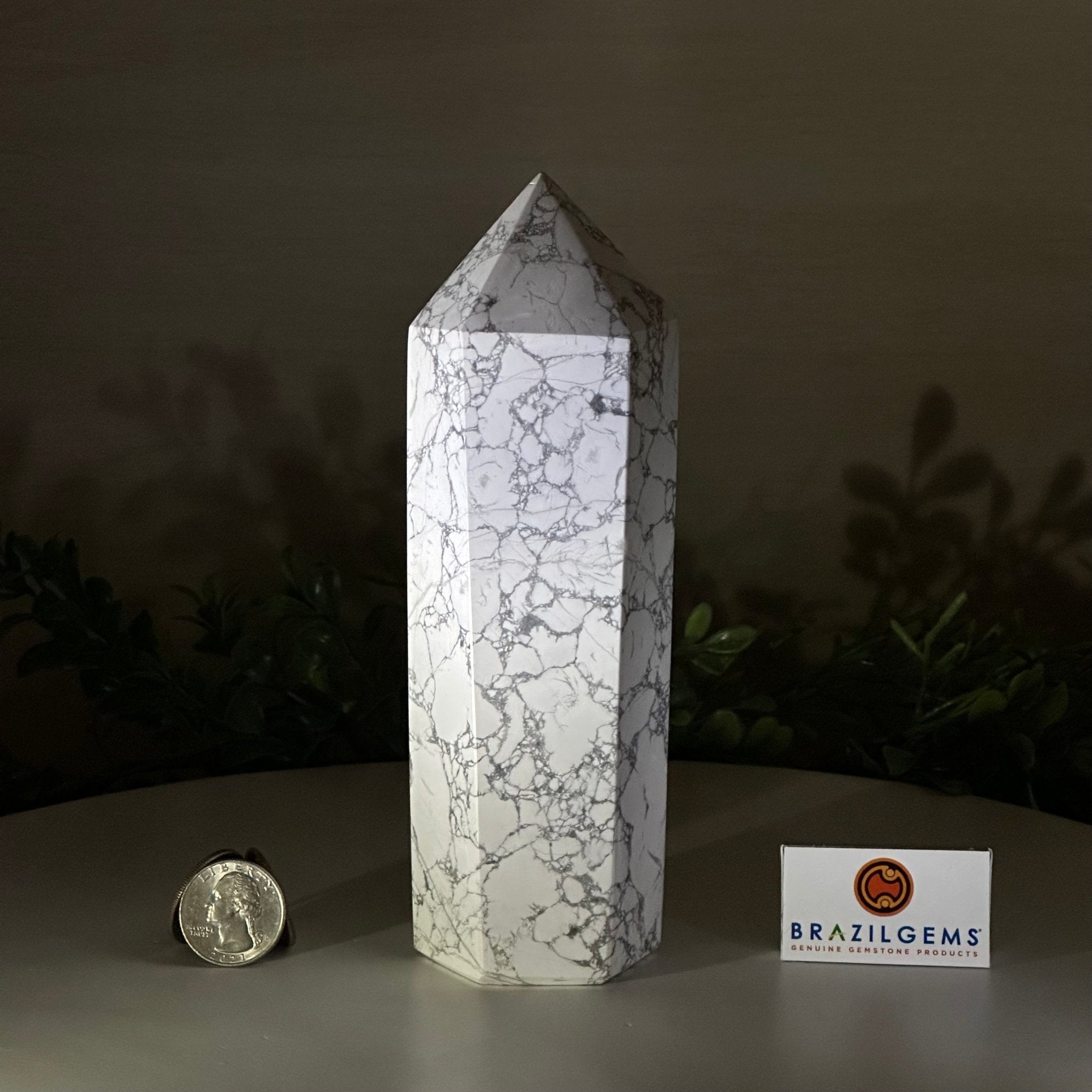 Polished Howlite Crystal Tower 6.9" Tall #3106HW - 005 - Brazil GemsBrazil GemsPolished Howlite Crystal Tower 6.9" Tall #3106HW - 005Crystal Points3106HW - 005