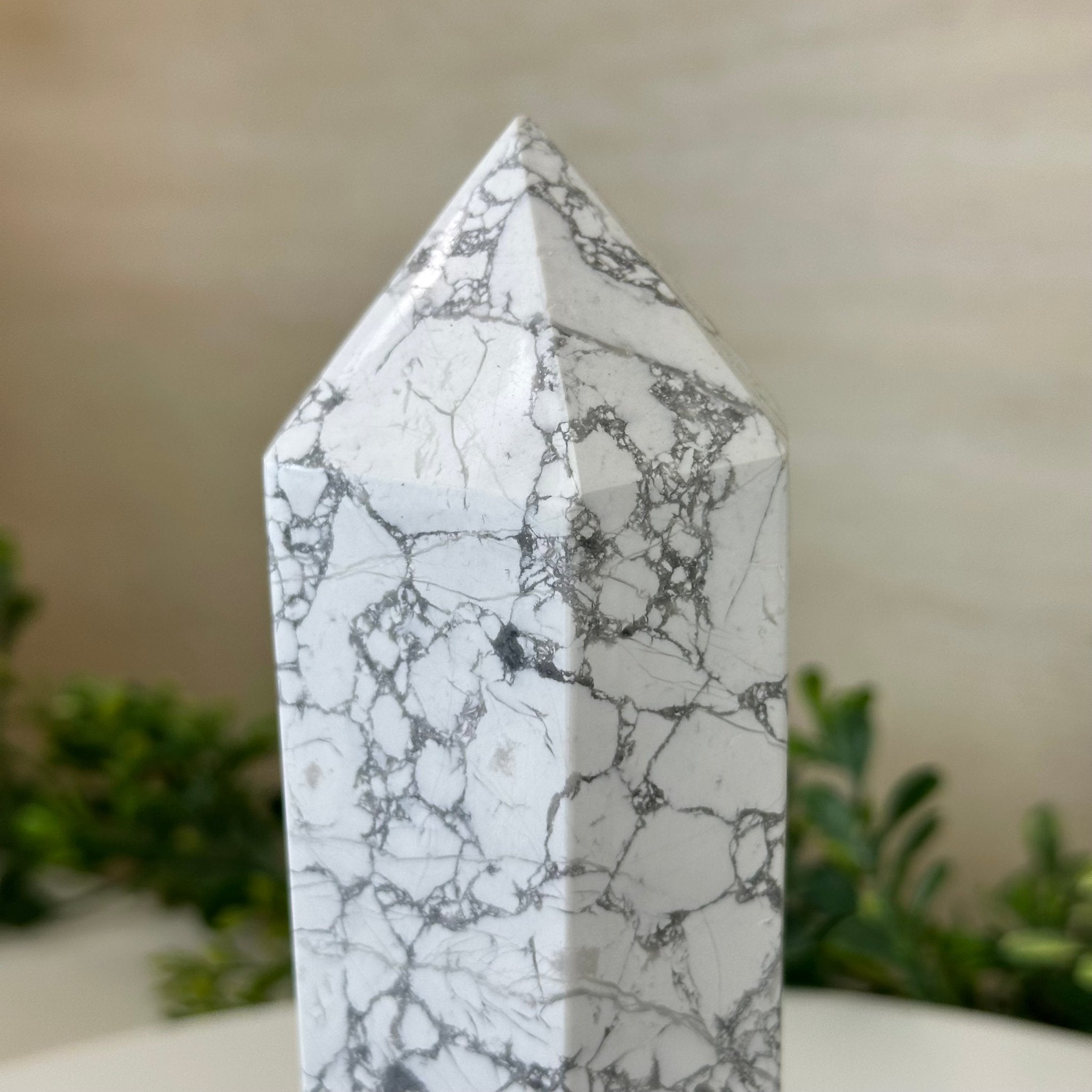 Polished Howlite Crystal Tower 6.9" Tall #3106HW - 005 - Brazil GemsBrazil GemsPolished Howlite Crystal Tower 6.9" Tall #3106HW - 005Crystal Points3106HW - 005