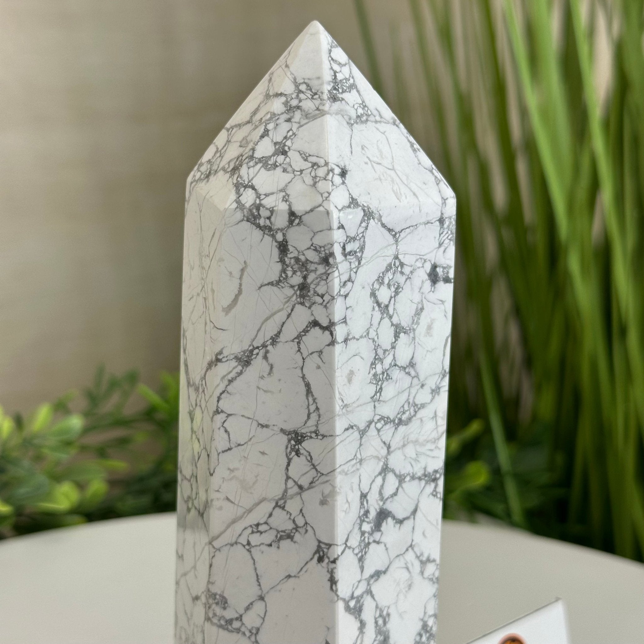 Polished Howlite Crystal Tower 6.9" Tall #3106HW - 005 - Brazil GemsBrazil GemsPolished Howlite Crystal Tower 6.9" Tall #3106HW - 005Crystal Points3106HW - 005