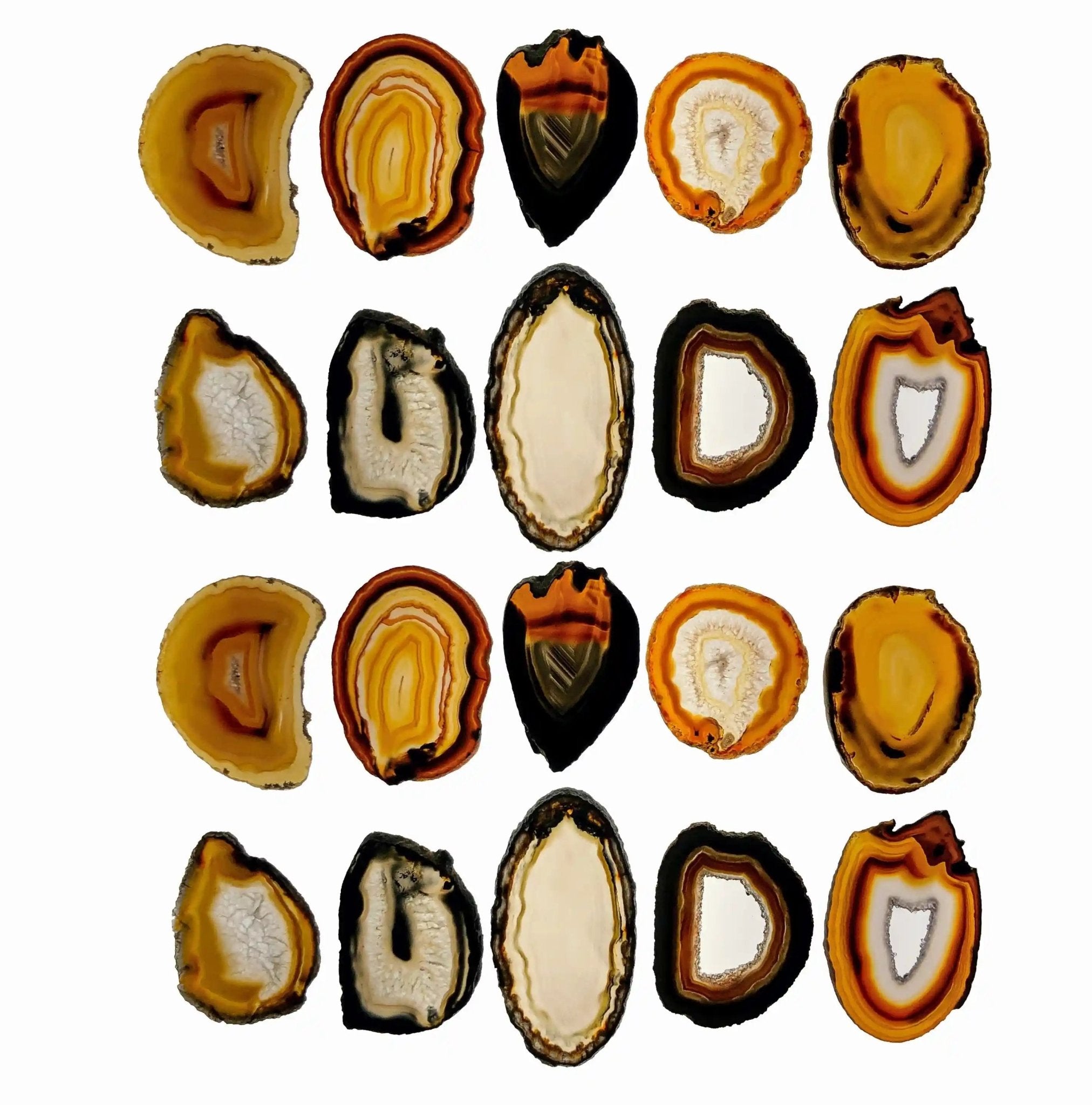 Polished Natural Agate slices, No drilled pendant hole, 10 slices Model #5052NANO - Brazil GemsBrazil GemsPolished Natural Agate slices, No drilled pendant hole, 10 slices Model #5052NANOSlices for Crafts5052NANO
